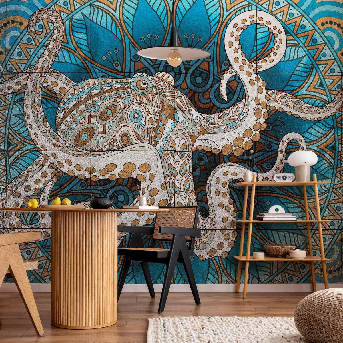 Fototapete Zen Octopus – Mandala-Krake in meditativer Pose