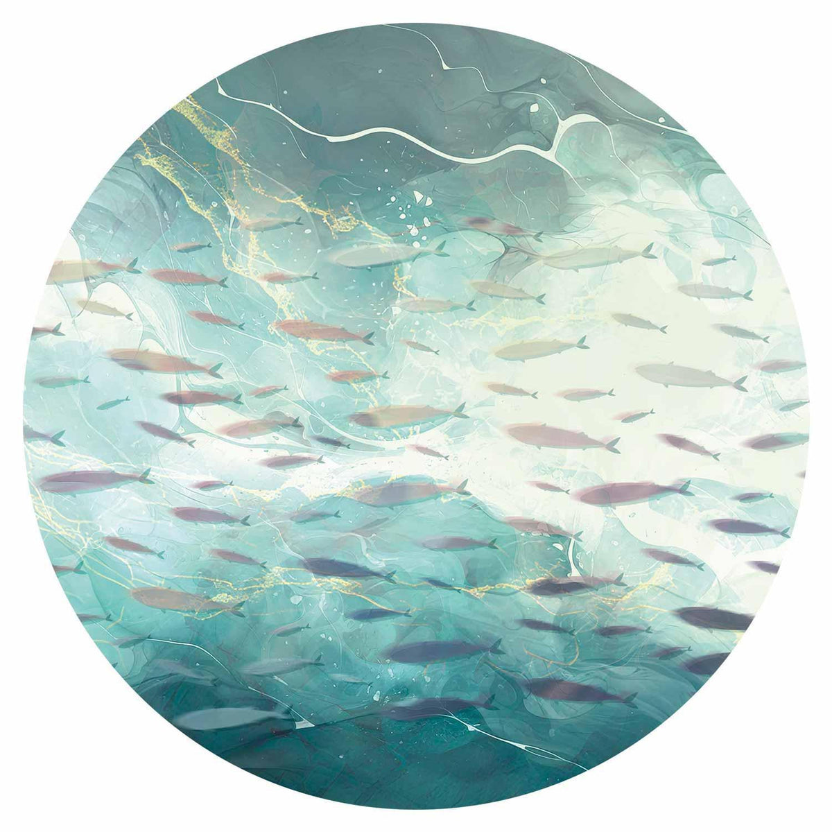 Runde Fototapete - School of small fish