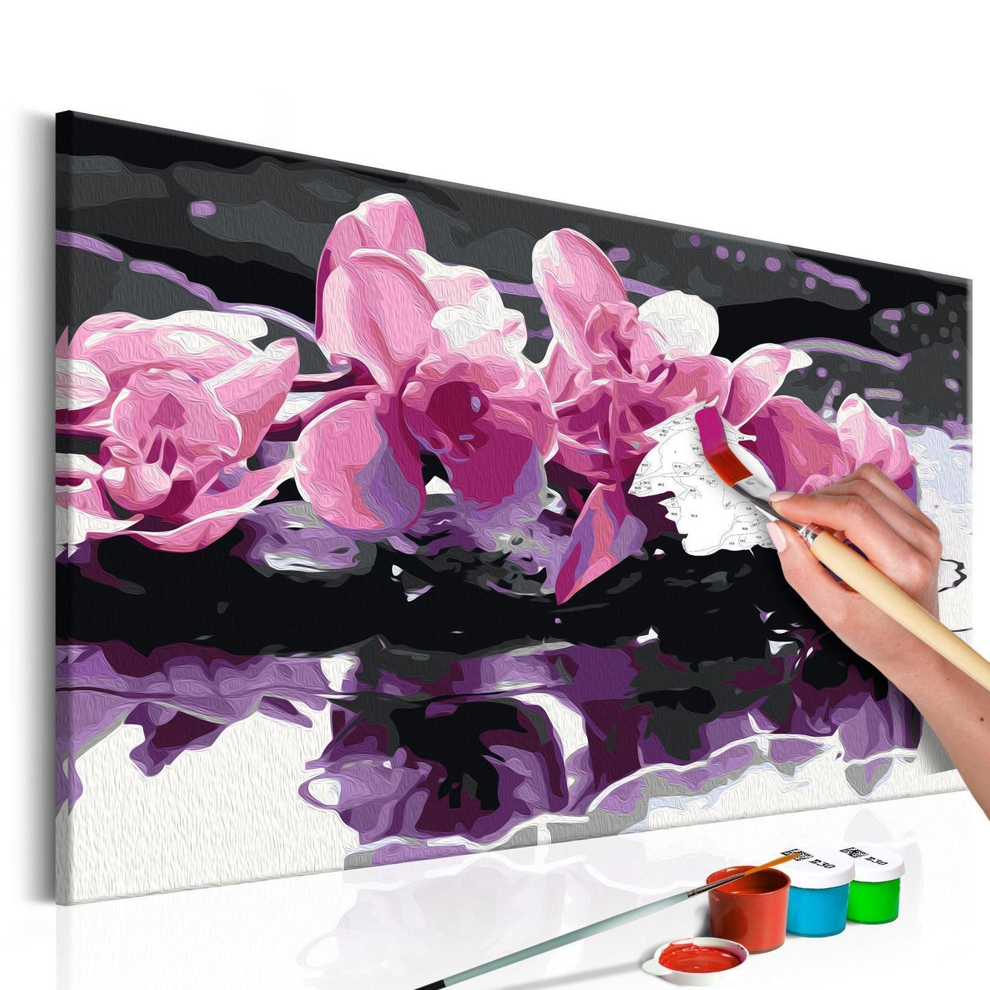 Wandbild zum Ausmalen Lila Orchidee Dekoration - elegante violette Orchidee als Wandschmuck