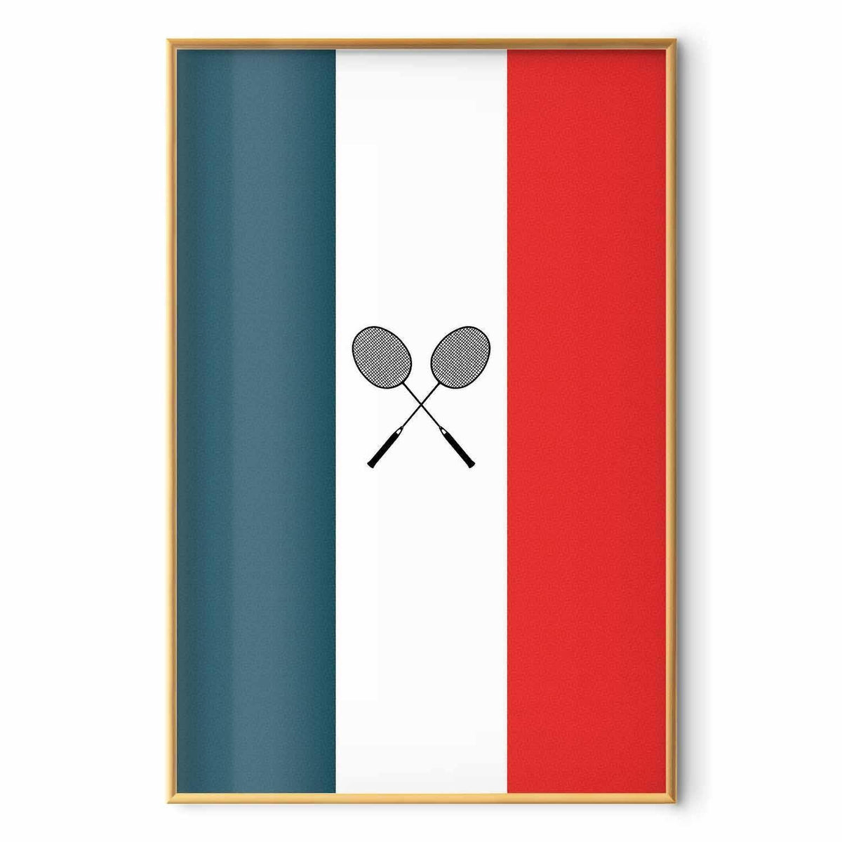 Poster - French Flags and Black Badminton Rackets