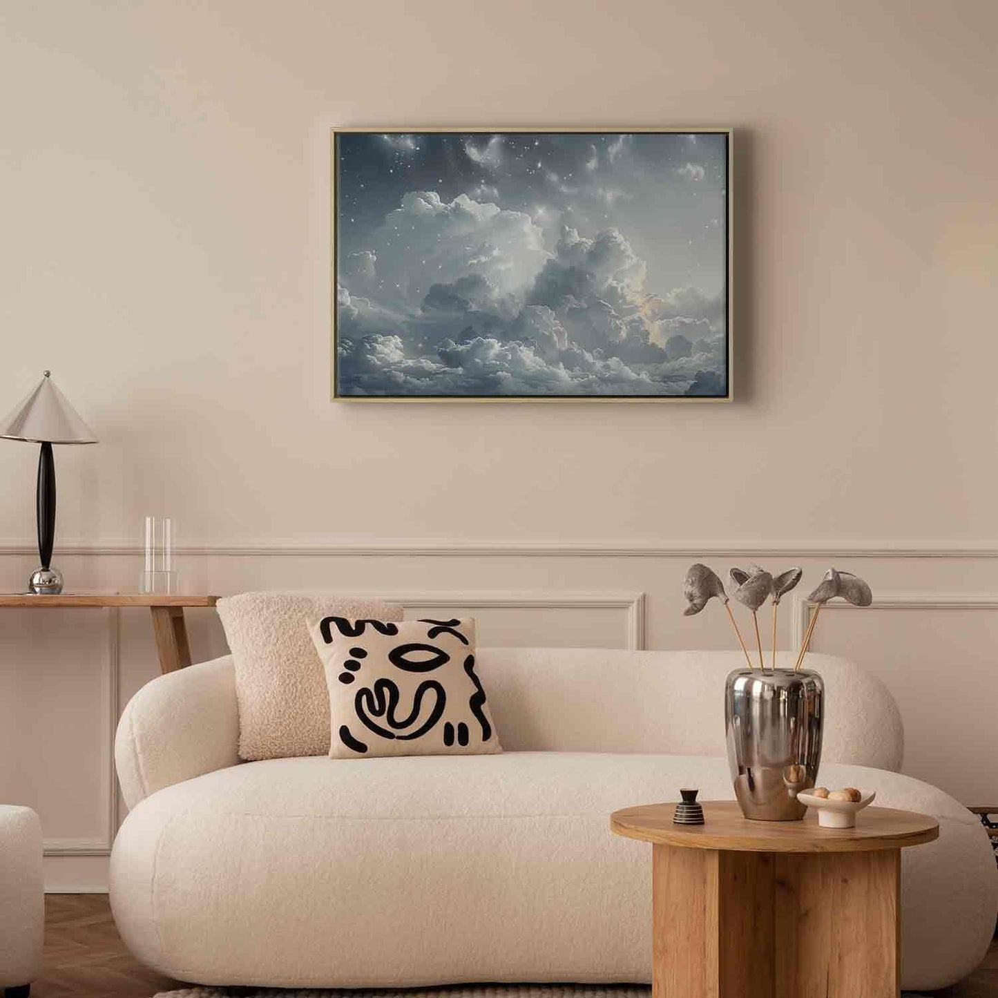 Leinwandbild - Astral Calm: Stars Scattered Over Delicate Clouds Artgeist