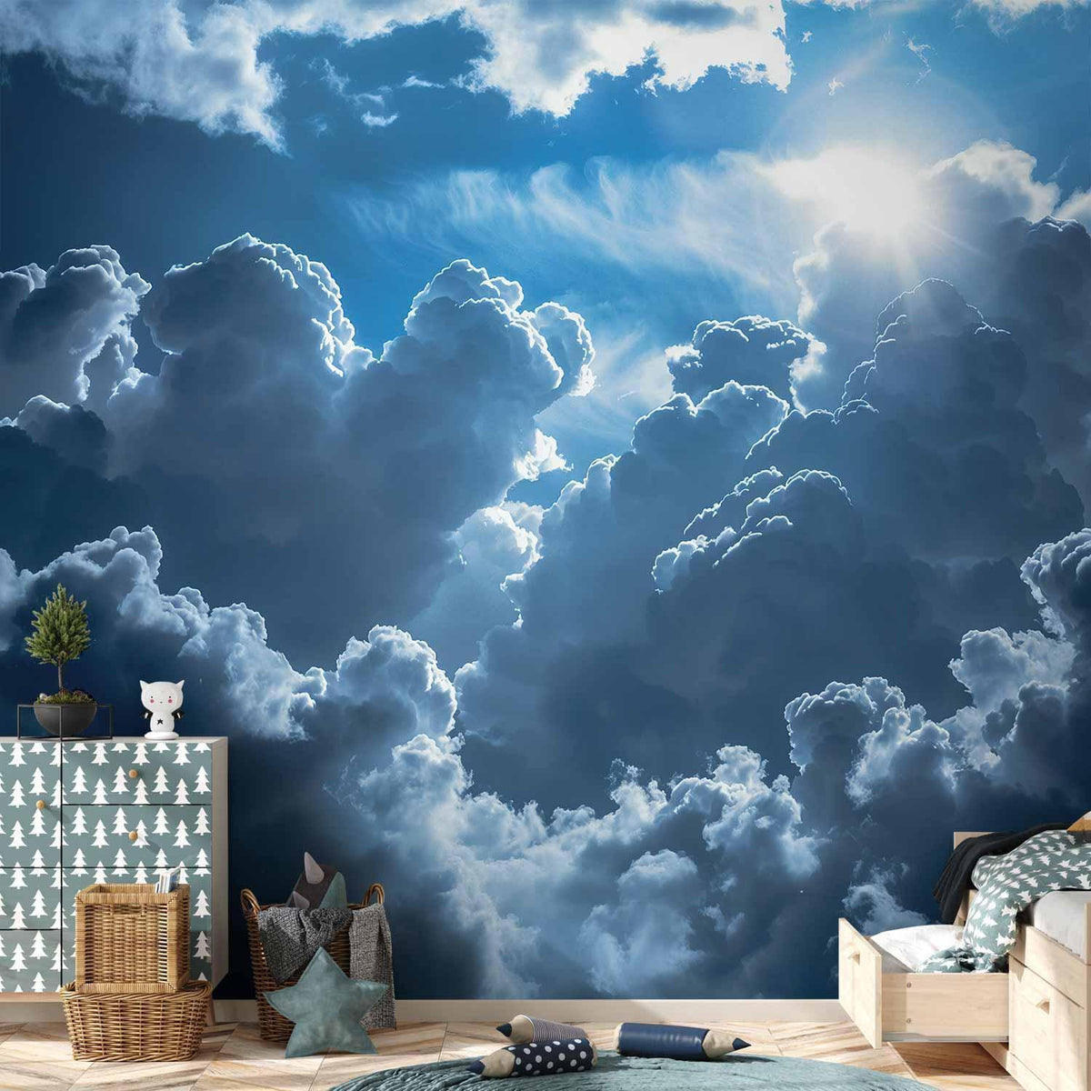 Fototapete - Animated Scenery: The Sun Battling with Clouds