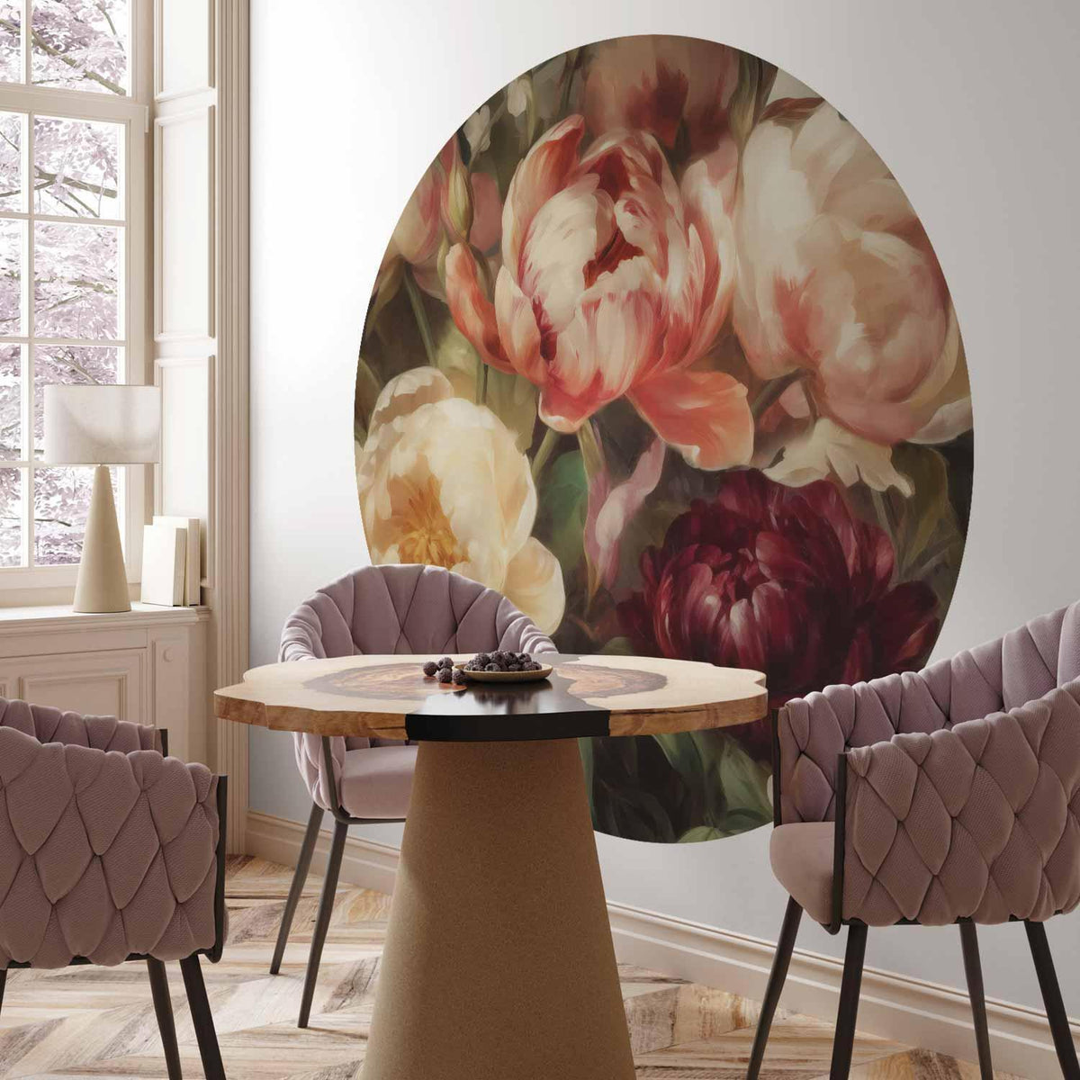 Runde Fototapete - Charismatic peonies