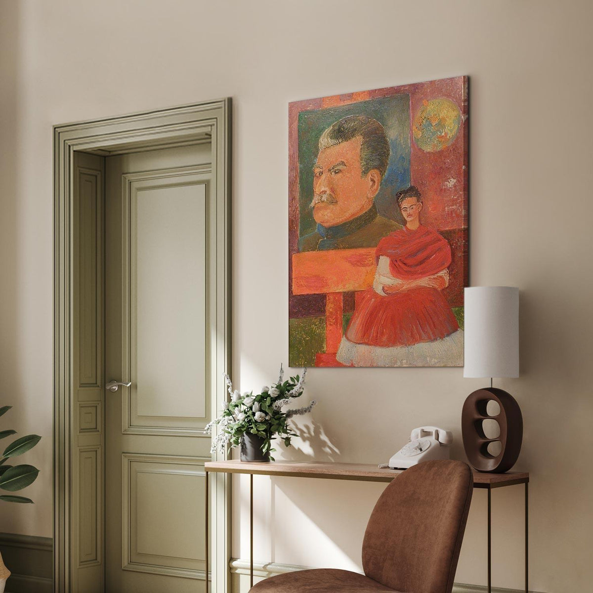 Leinwandbild - Frida Kahlo – Self-Portrait with Stalin
