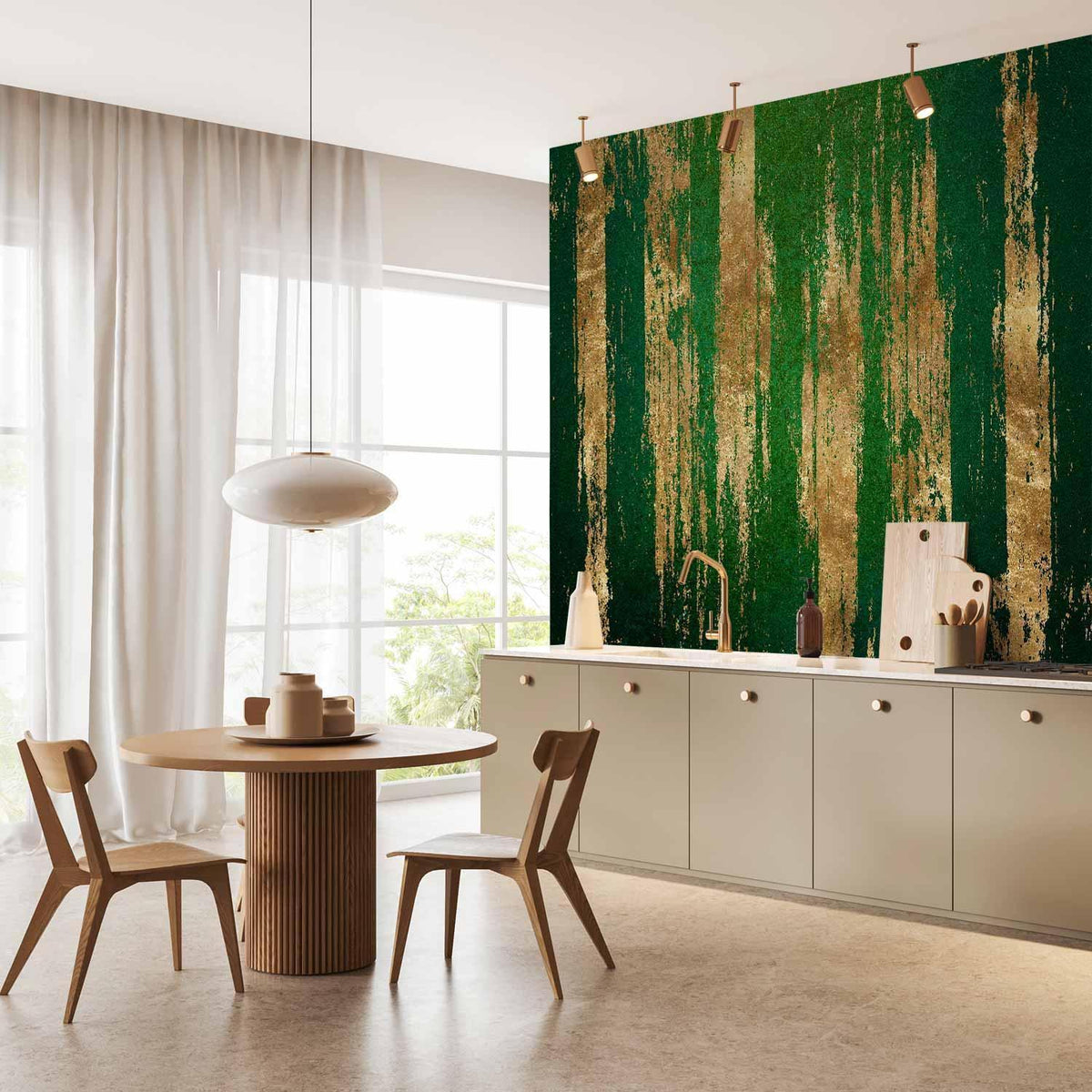Fototapete - Golden-Green Expression