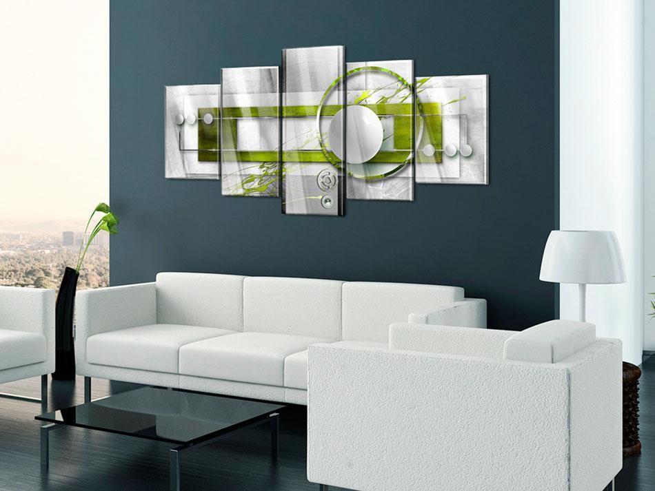 Wandbild Grüne Energie – 5-teiliges Acrylglasbild in Grün und Silber