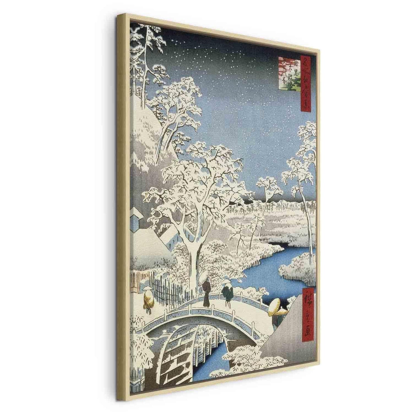 Leinwandbild - Drum bridge and Setting Sun Hill at Meguro from the series ' (Utagawa Hiroshige) Artgeist
