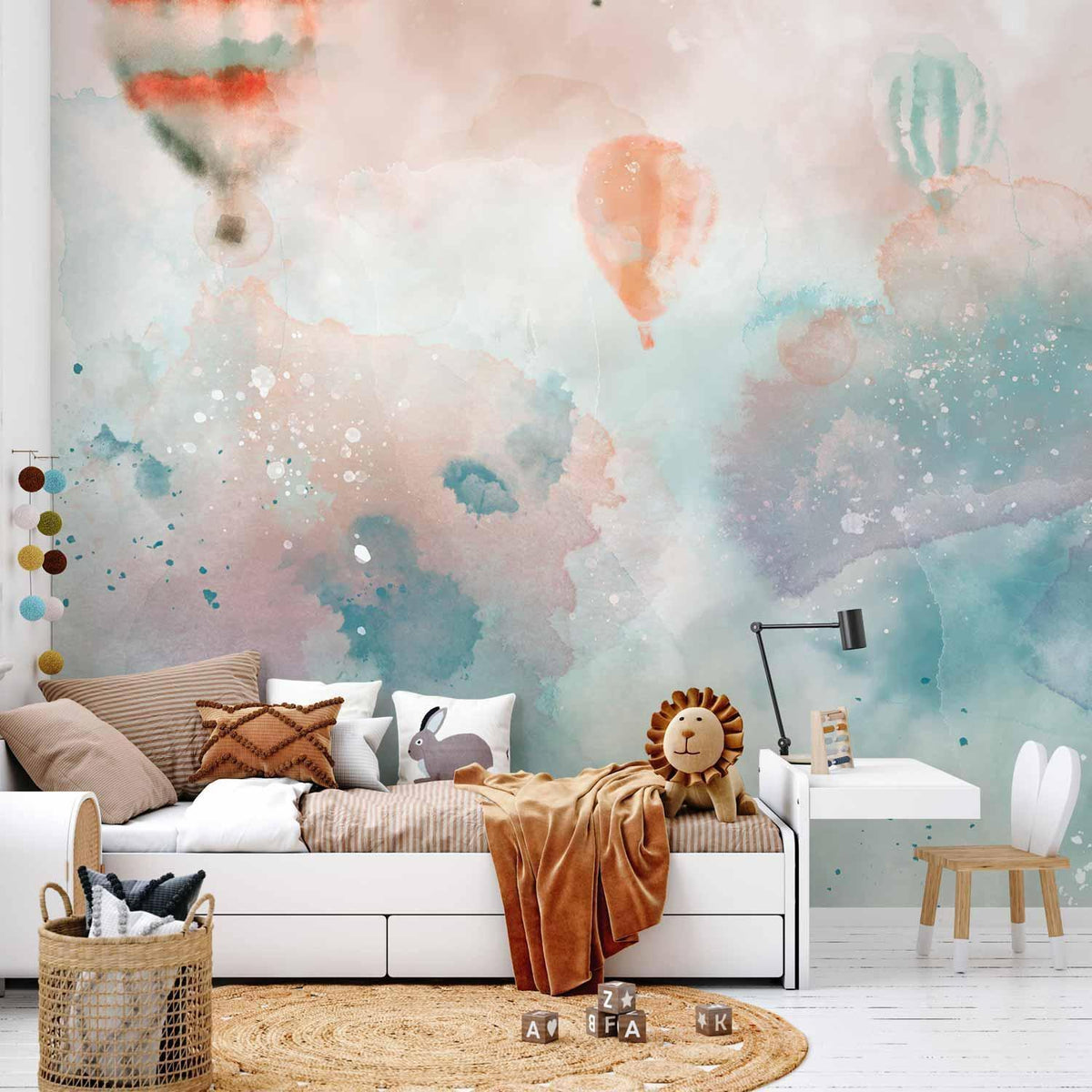 Fototapete Heißluftballons Aquarell Kinderzimmer – Bunte Ballons