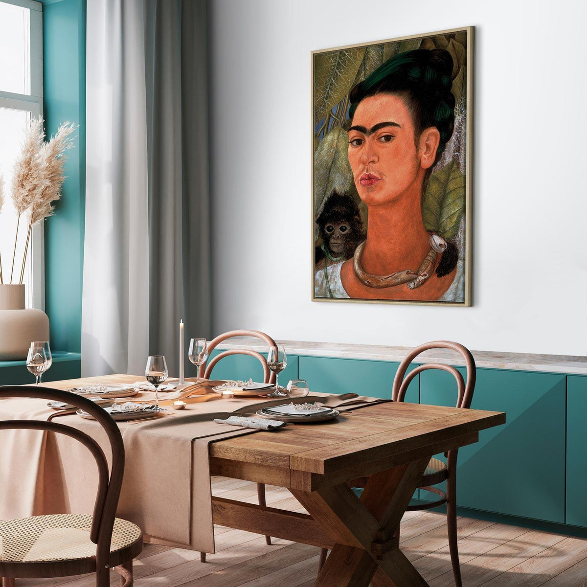 Leinwandbild - Frida Kahlo – Self-Portrait with Monkey