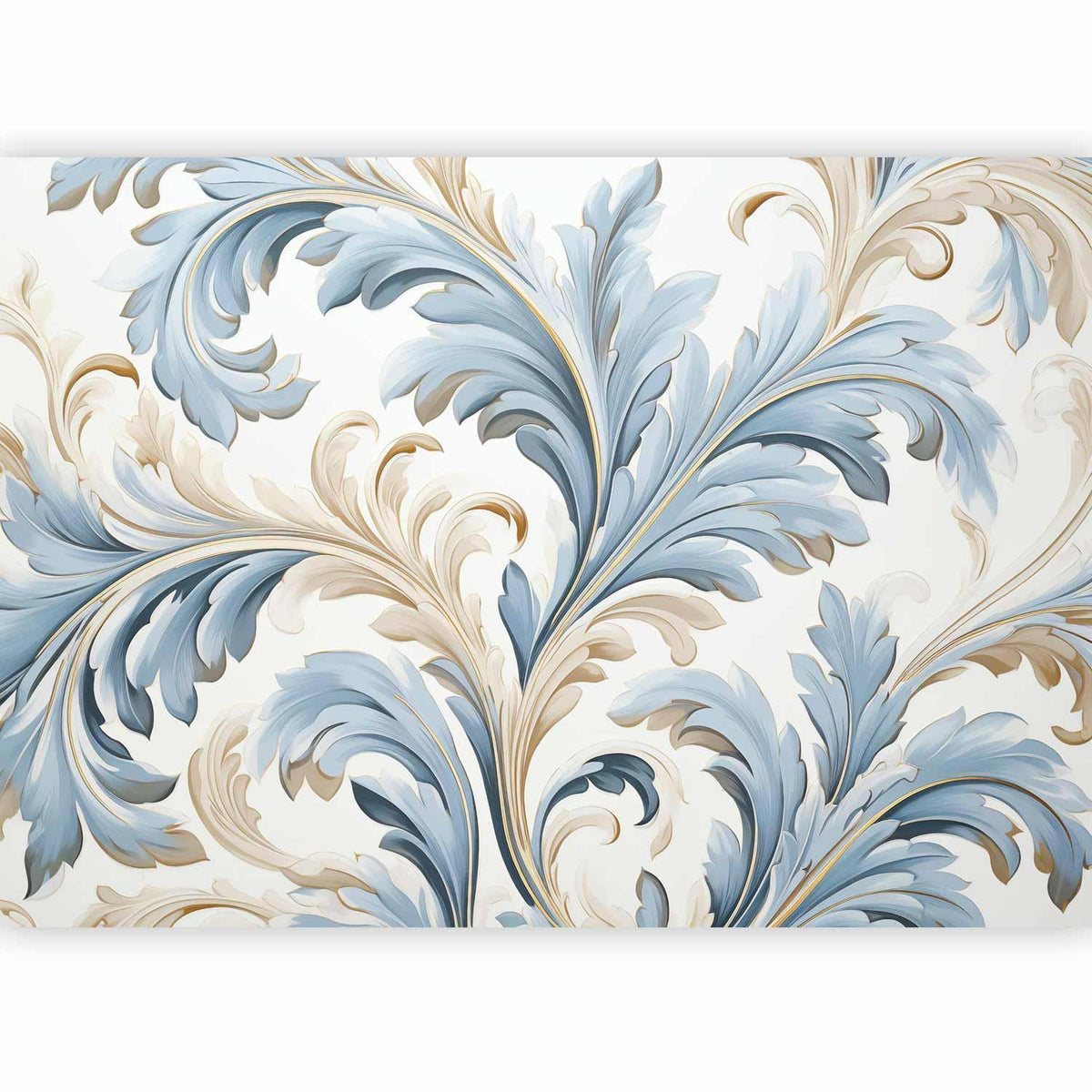 Fototapete - Baroque Ornaments in Light Cream-Blue Hues
