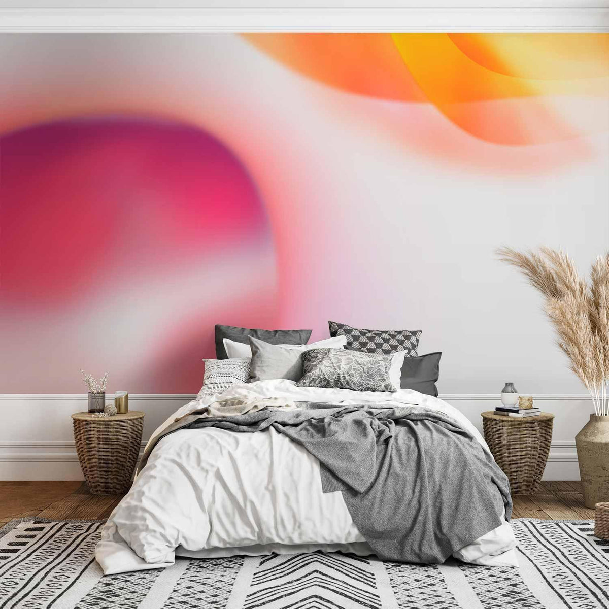Fototapete - Abstraction - Pink Planet Closest to the Sun on a Light Sky Background