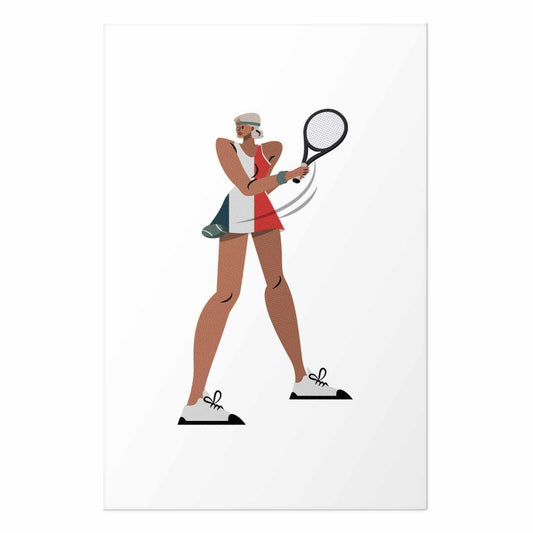 Poster - Tennis Player with a Racket on a White Background - Illustration