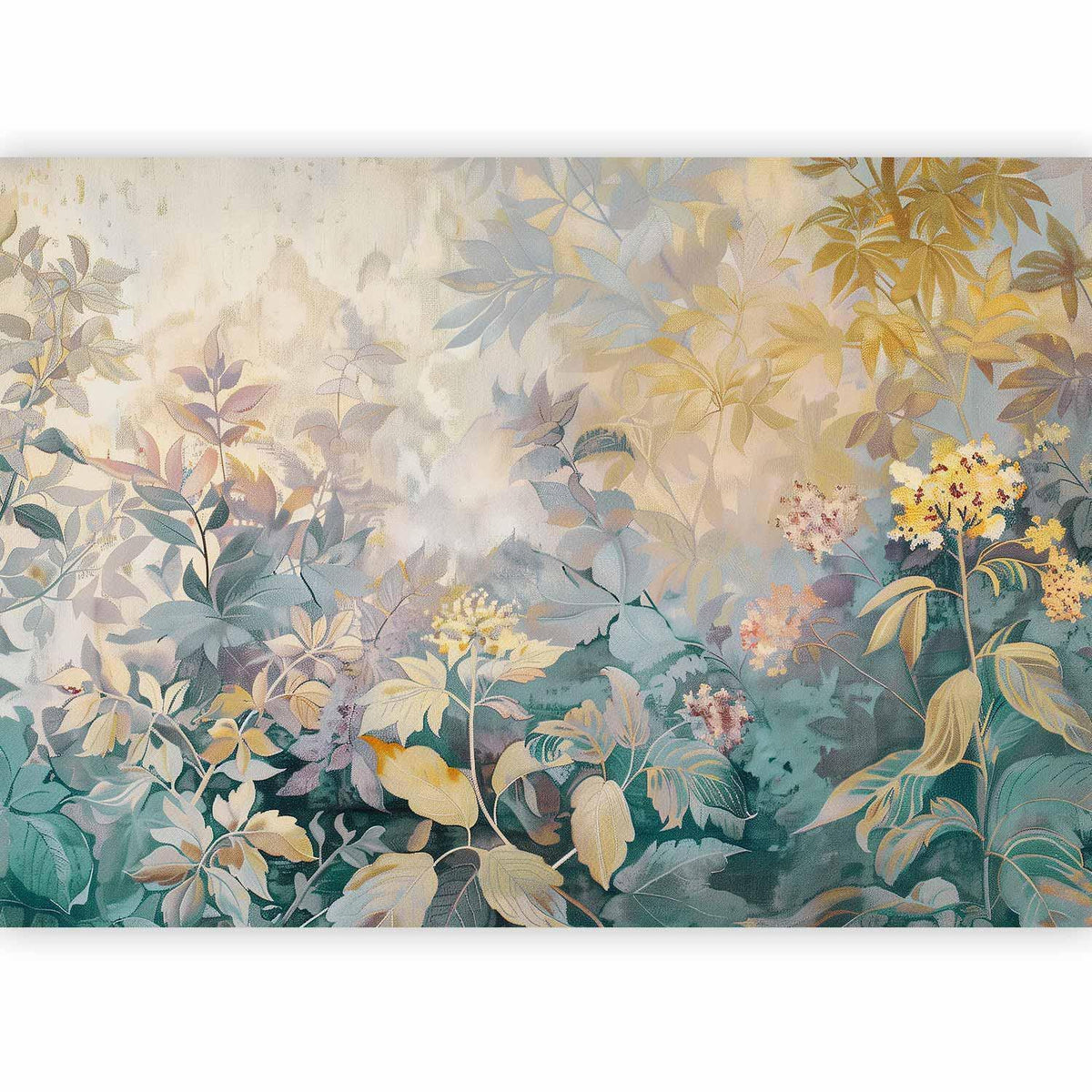 Fototapete - Tapestry Pattern with a Meadow and Flowers Kilim with a Spring Motif