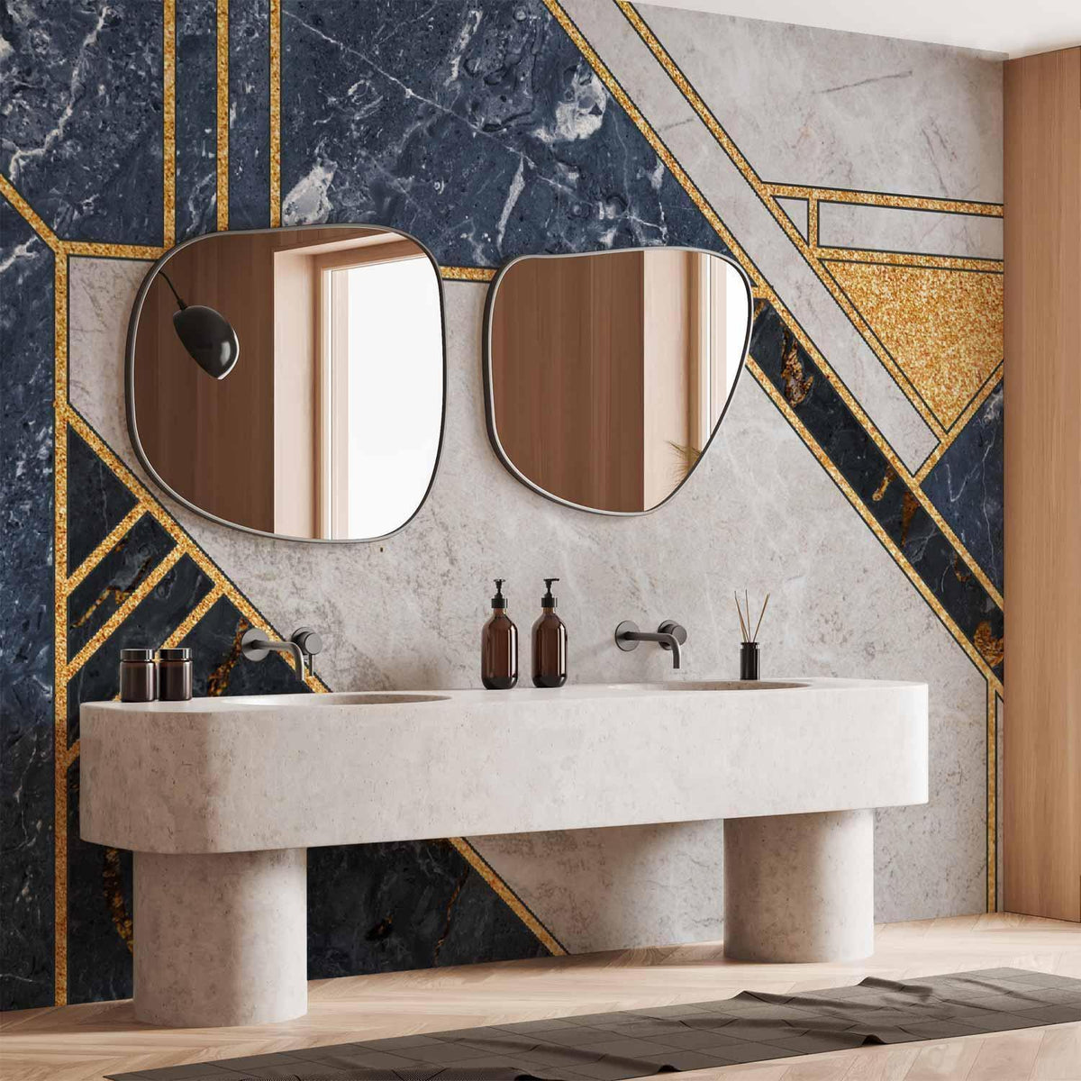 Fototapete - Expressive Pattern in Gold and Garnet