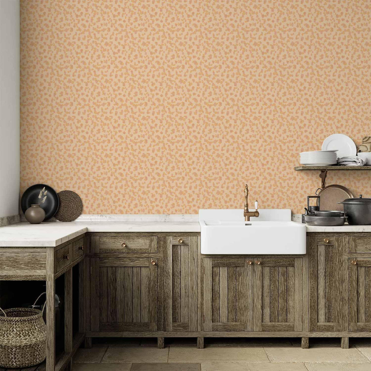 Tapete - Tiny Dots - optimistic pattern in peach colors