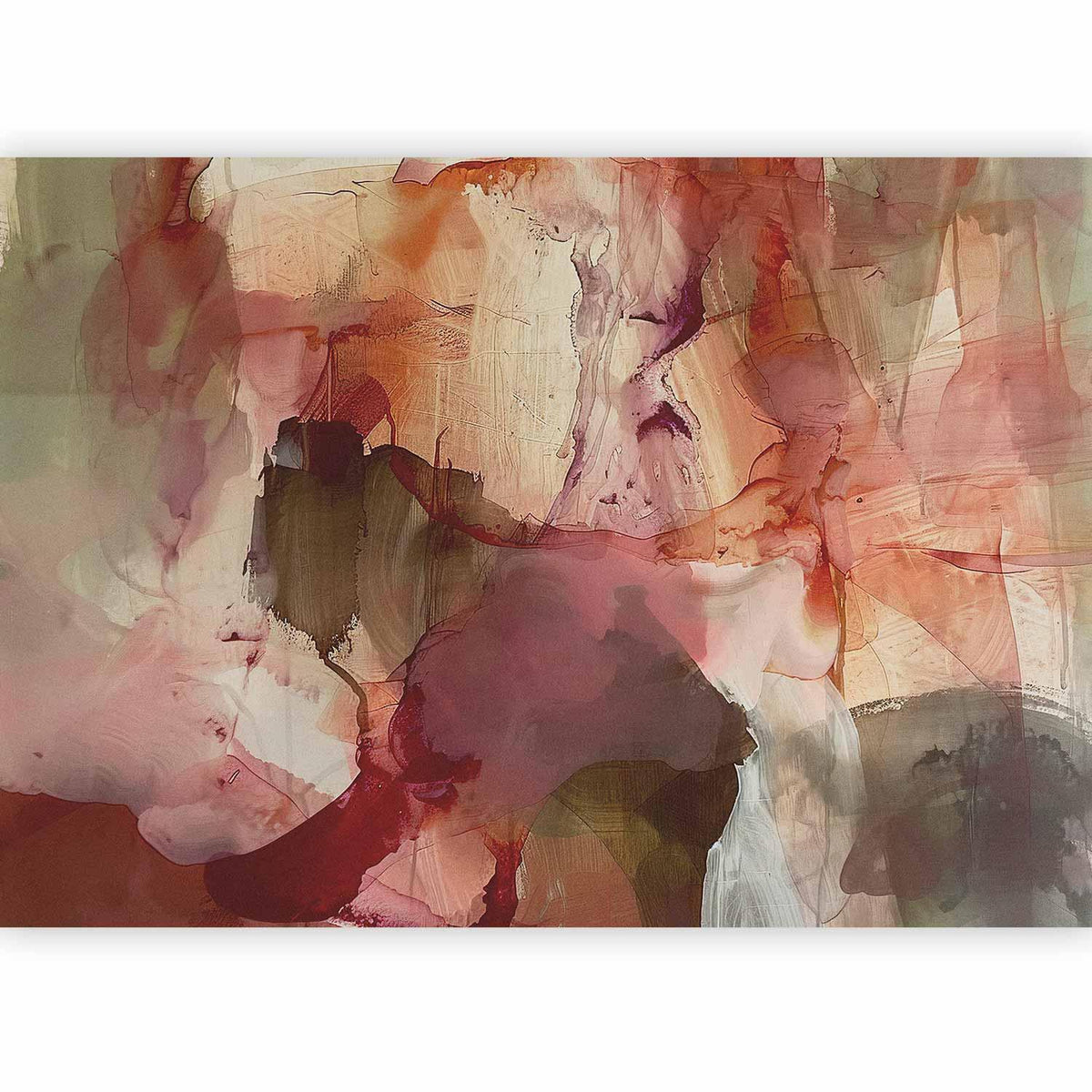 Fototapete Frühlingskomposition – Transparente Aquarellformen in Pastelltönen