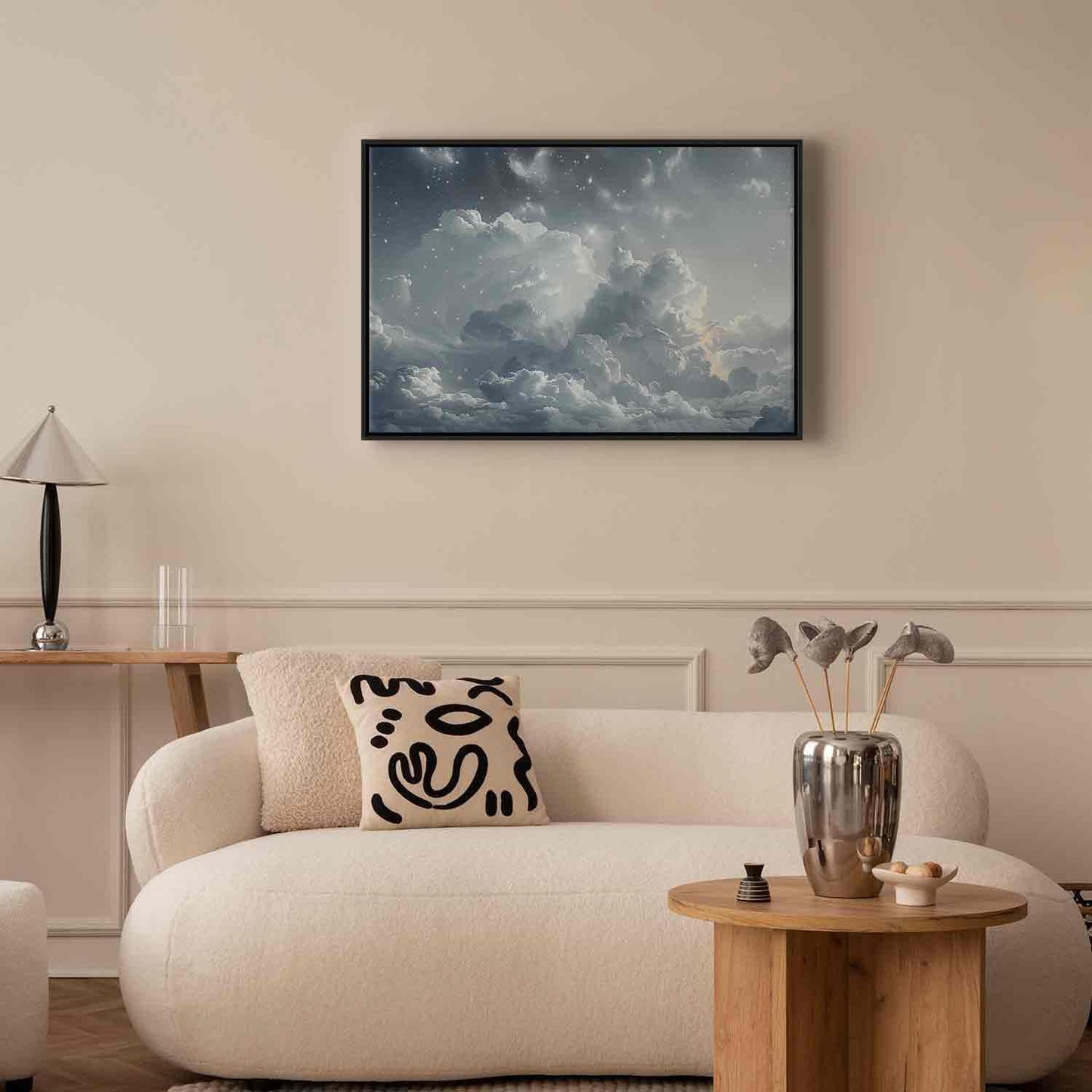 Leinwandbild - Astral Calm: Stars Scattered Over Delicate Clouds Artgeist