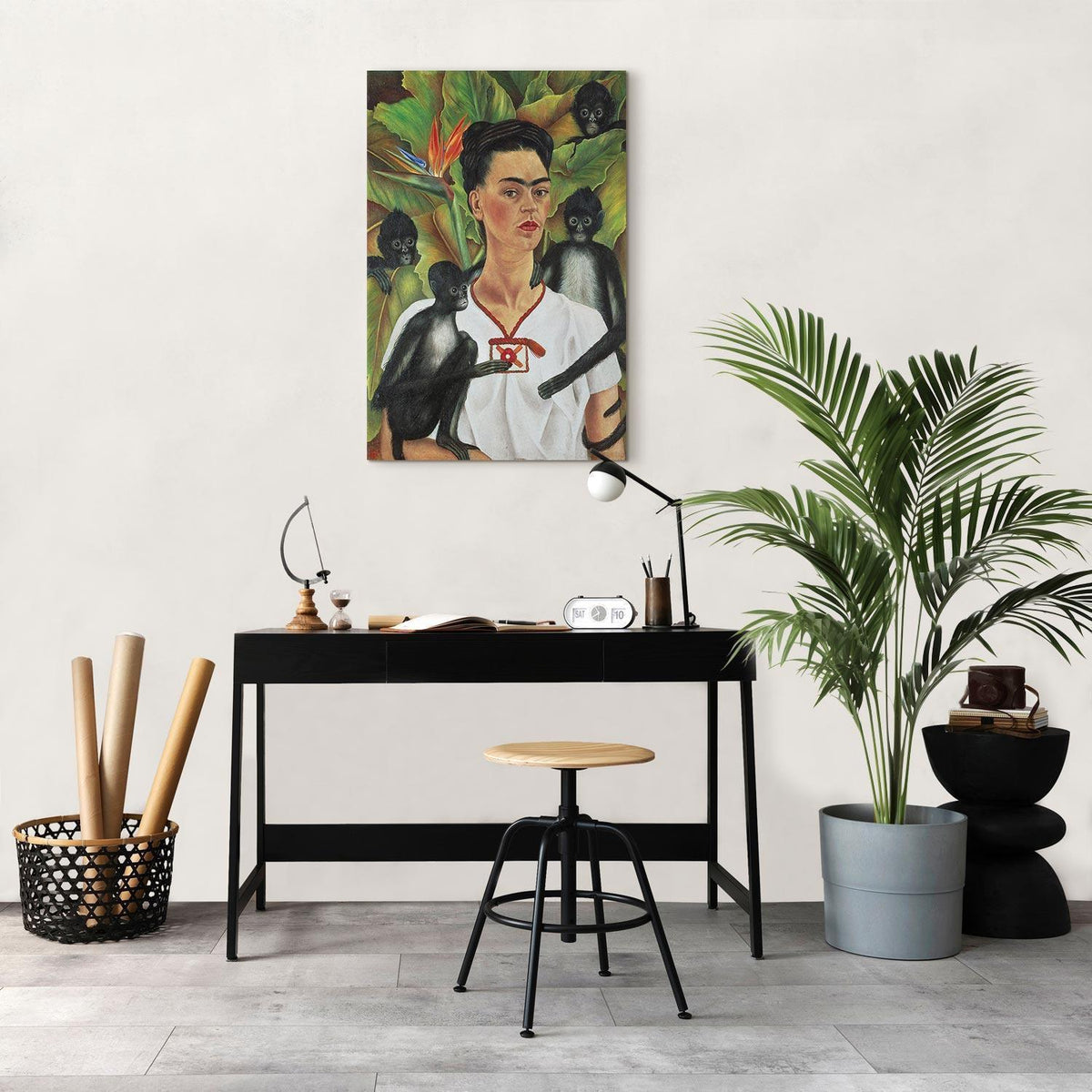 Leinwandbild - Frida Kahlo – Self-Portrait with Monkeys