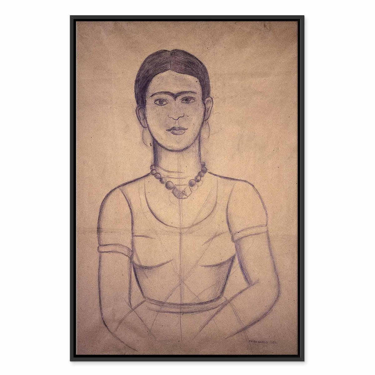 Leinwandbild - Frida Kahlo – Self-Portrait, 1929 (charcoal drawing)