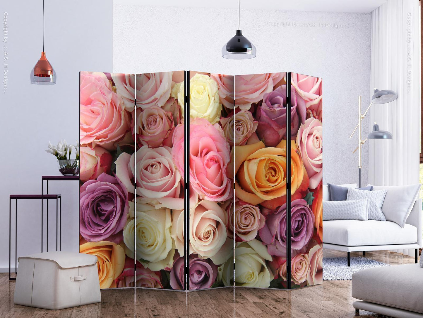 Paravent - Pastel roses II Artgeist