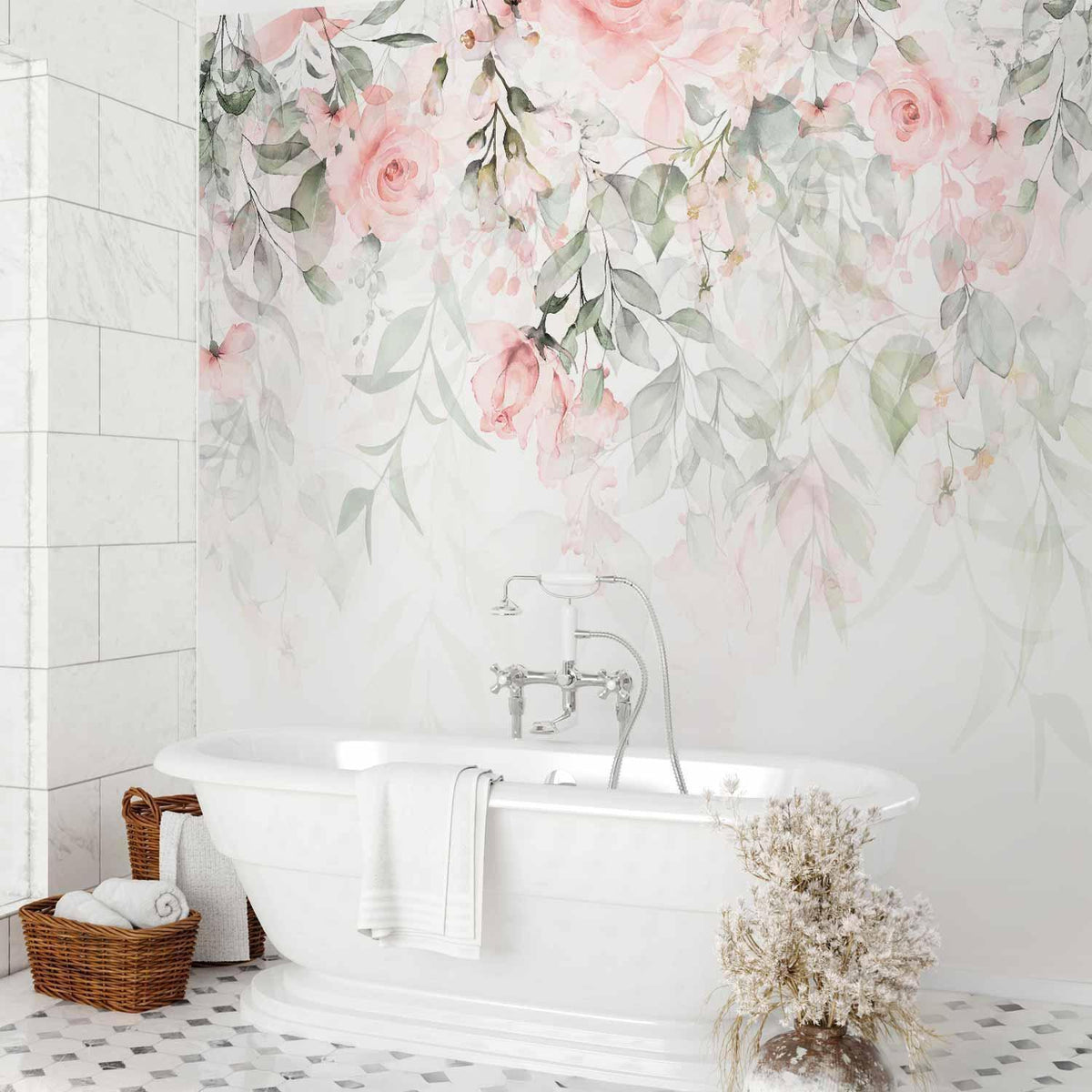 Fototapete - Waterfall of Roses - First Variant