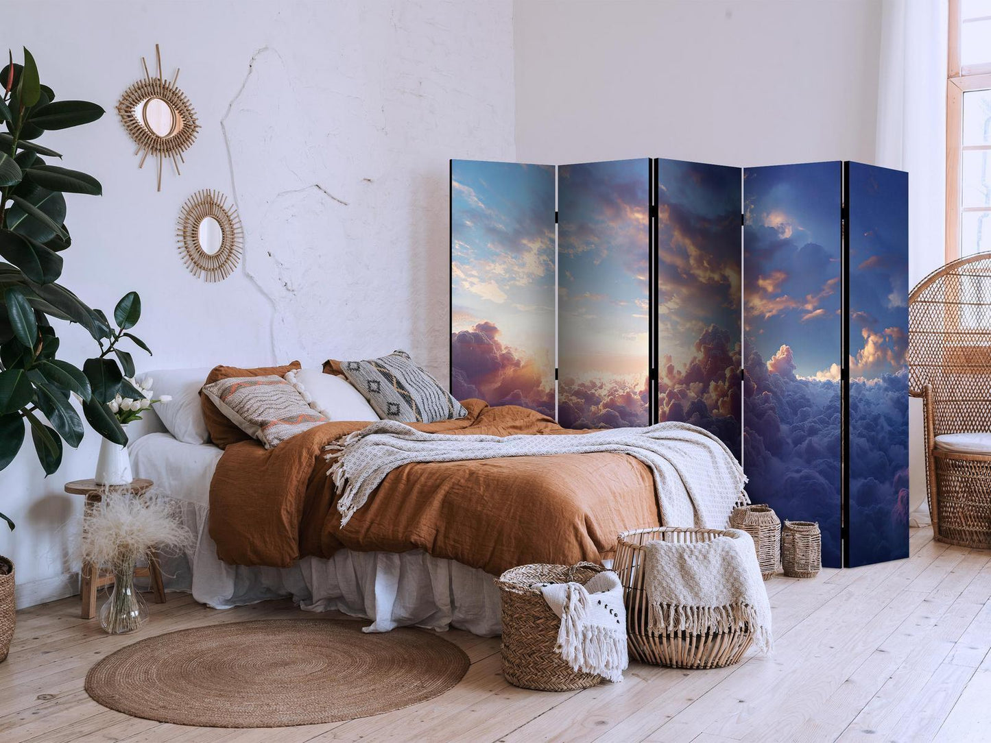 Paravent - The Sun in Hiding: The Golden Face of the Sky Above a Cloudy Sea Artgeist