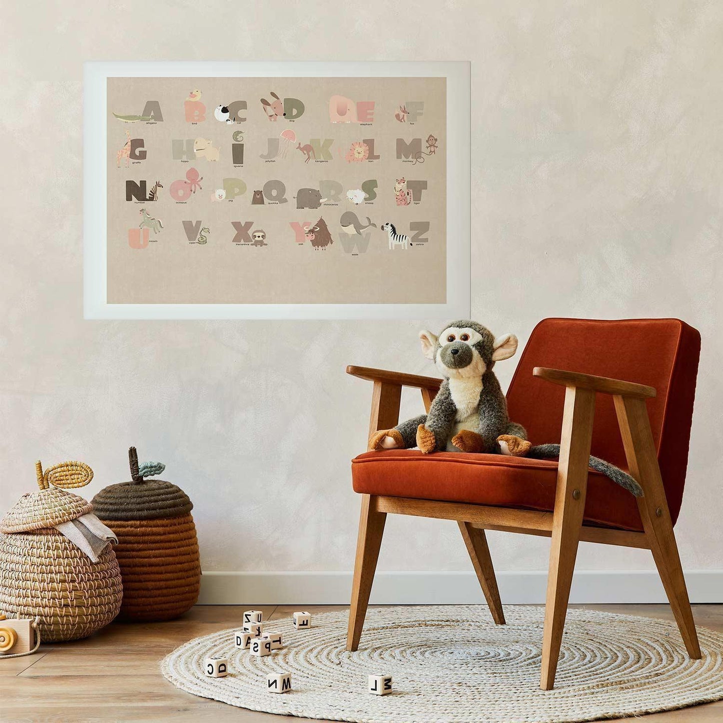 Poster - Beige Alphabet Artgeist