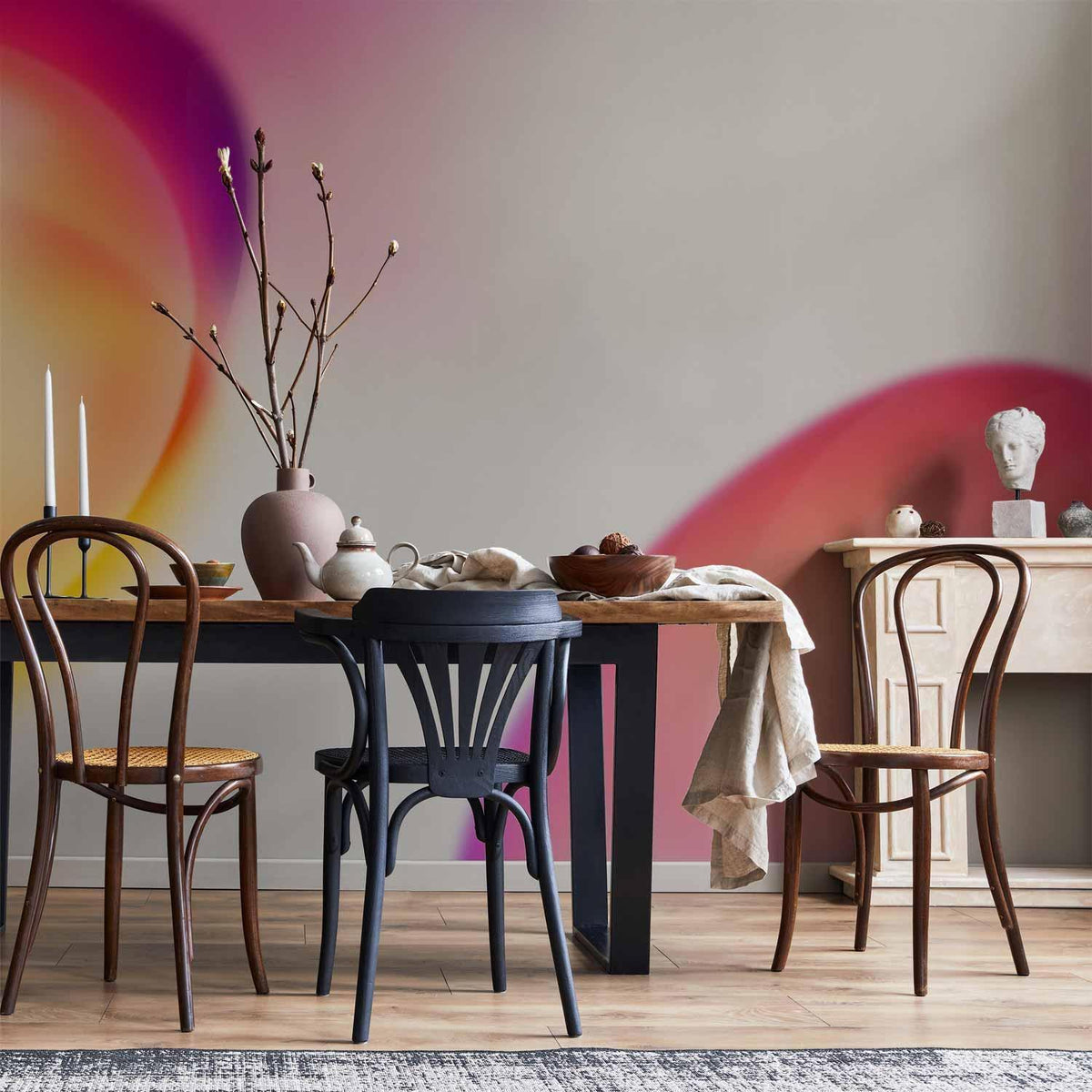 Fototapete - Abstraction - Shapes - Juicy Yellow and Violet-Pink