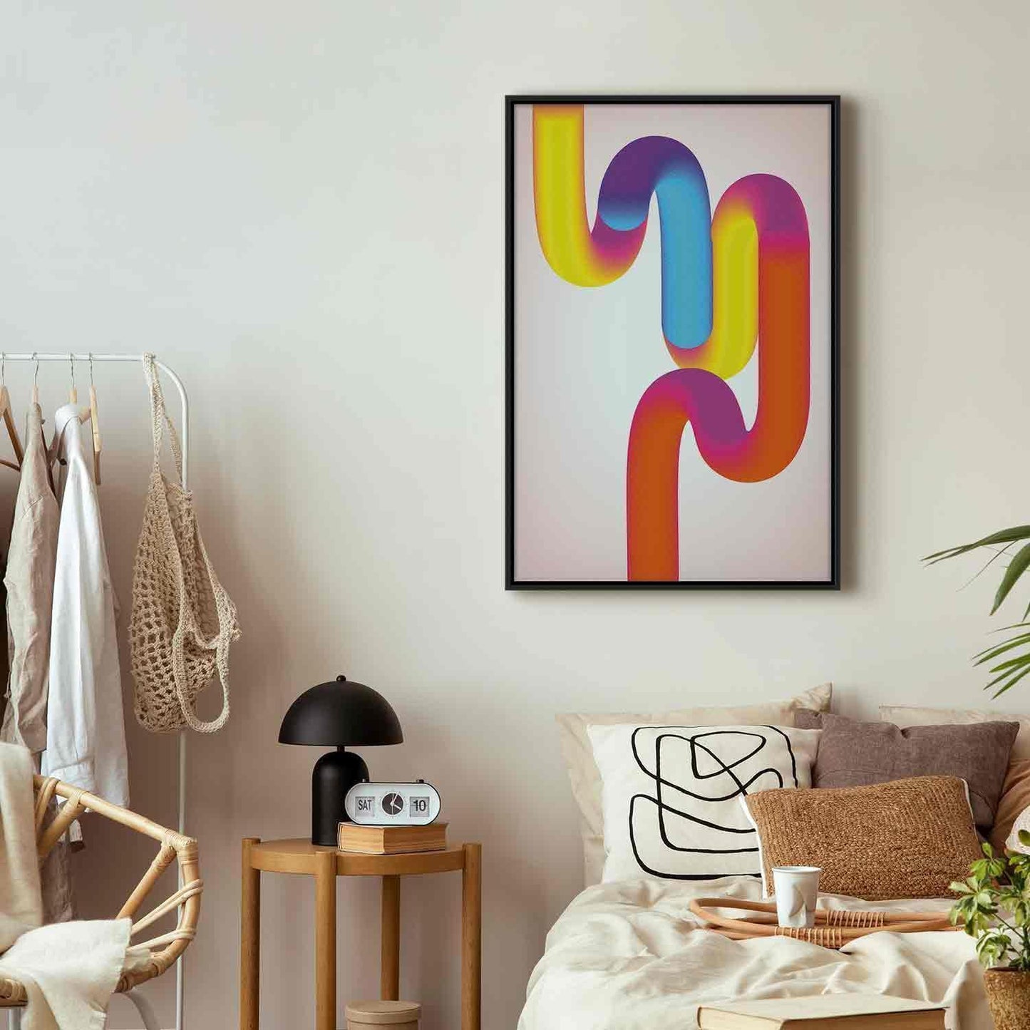 Leinwandbild - Colorful Turns - Dynamic Composition in Shades of Yellow Pink and Blue Artgeist