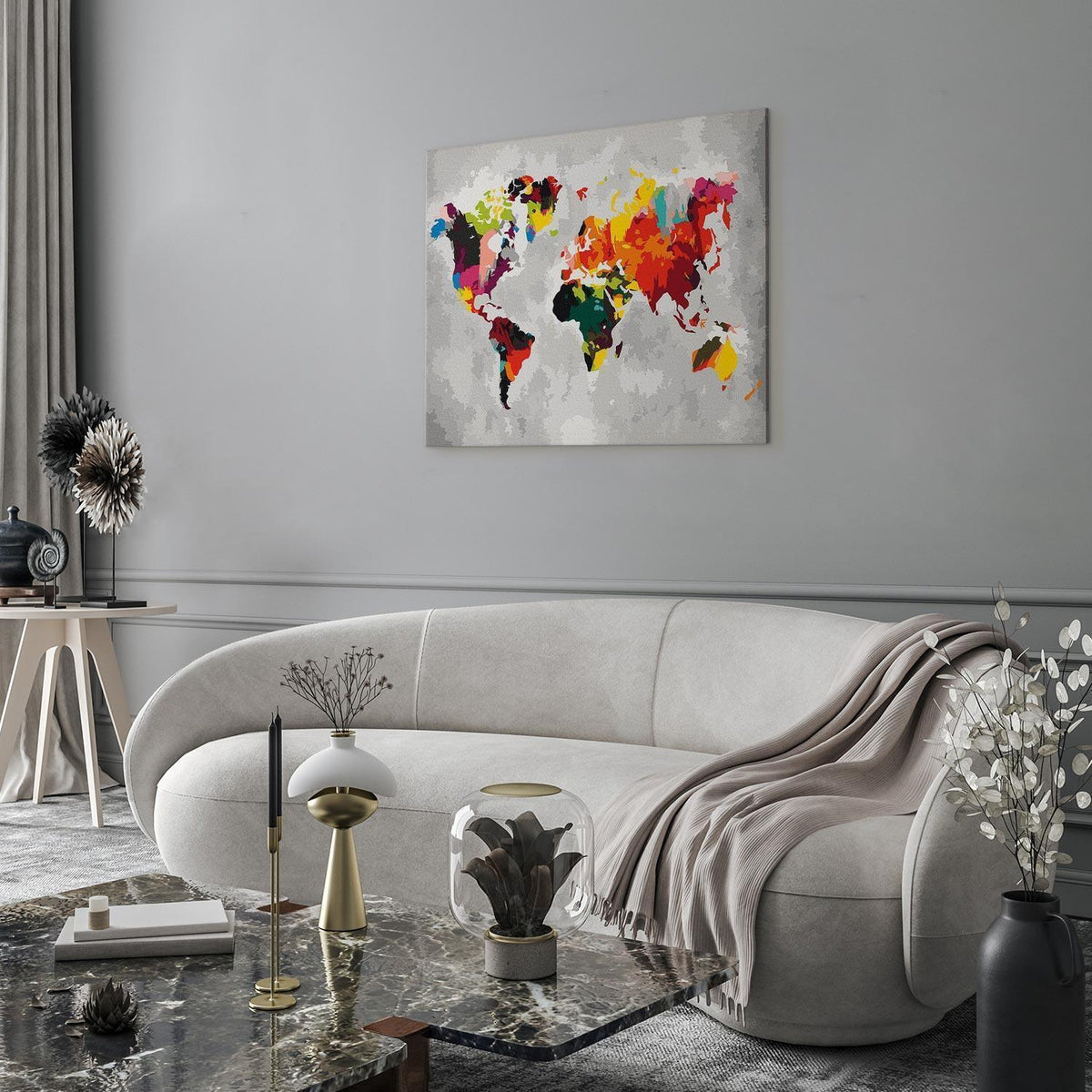 Malen nach Zahlen - World Map (Bright Colours)
