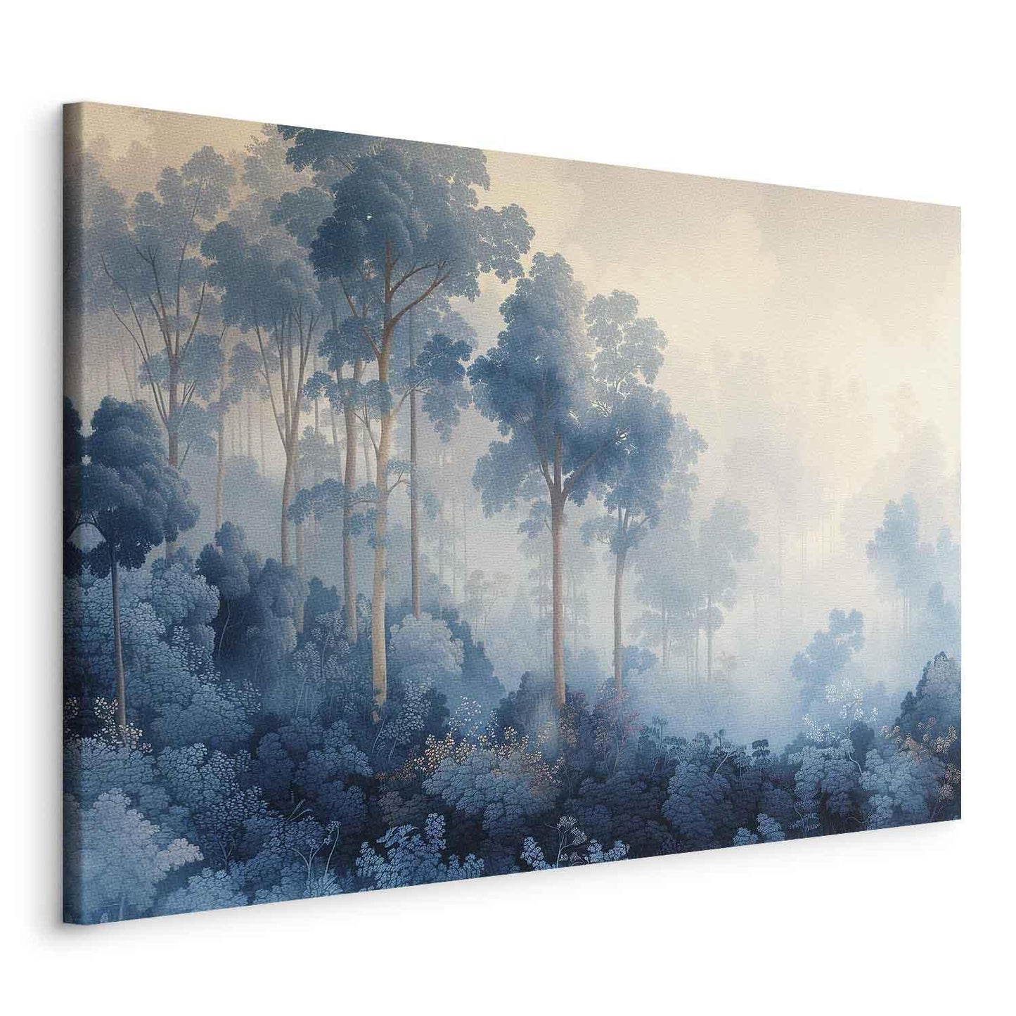 Leinwandbild - Landscape with Trees in Illustrative Style Fairy-Tale Blue Forest Artgeist