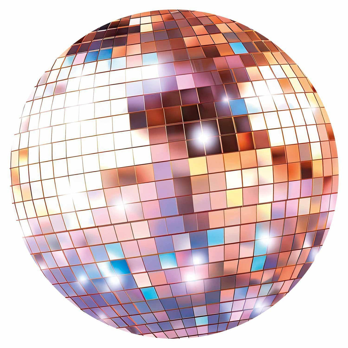 Runde Fototapete Roségold – Discokugel in 3D-Optik