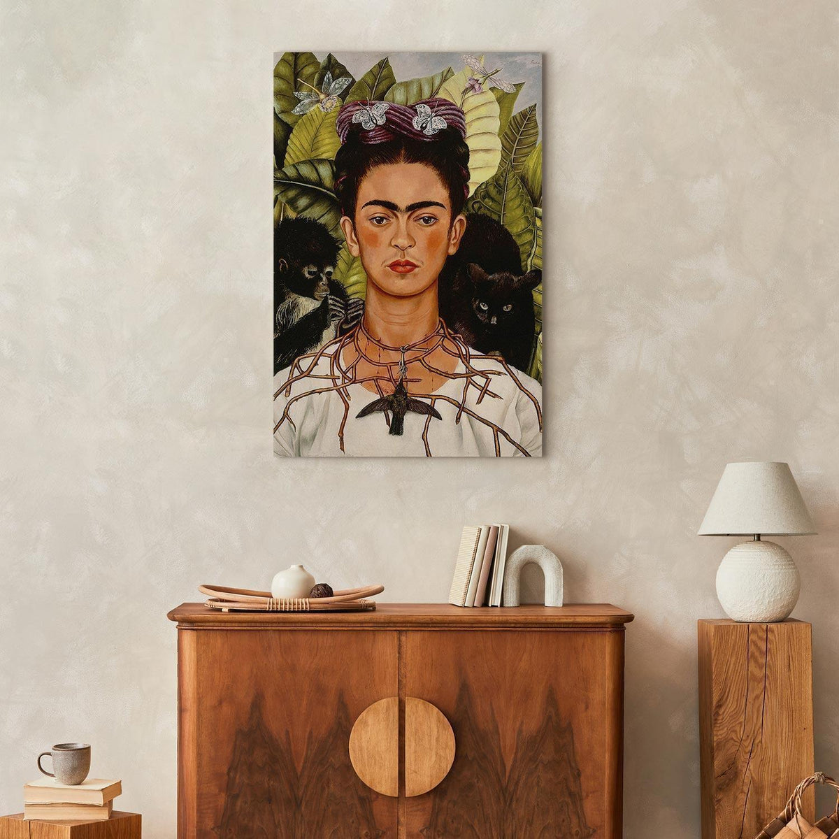Leinwandbild - Frida Kahlo – Self-Portrait with Thorn Necklace and Hummingbird