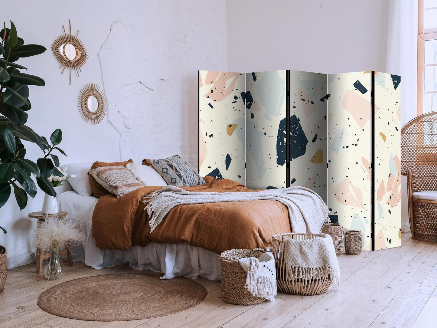 Paravent - Terrazzo with Large - Scaled Stones in Subdued Colors Artgeist