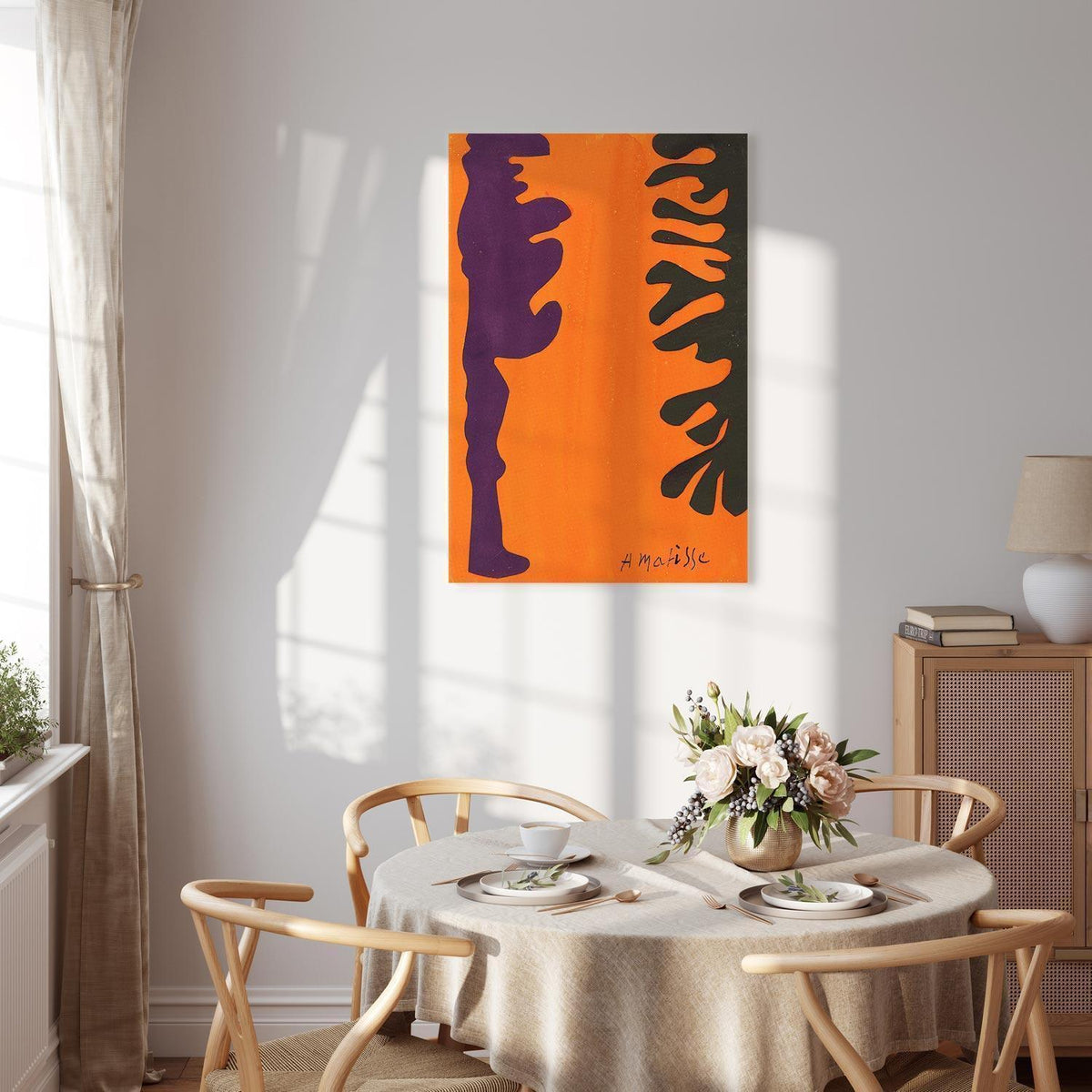 Leinwandbild - Henri Matisse – Black and Violet Arabesques on Orange