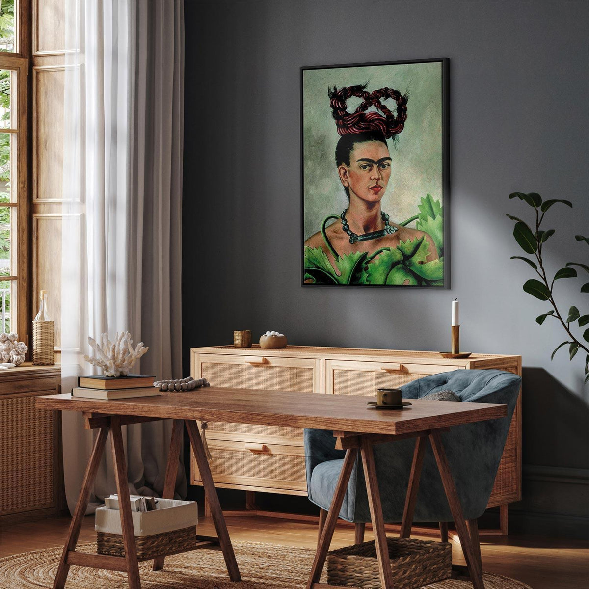 Leinwandbild - Frida Kahlo – Self-Portrait with Braid