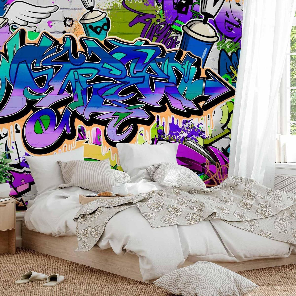 Fototapete - Graffiti: violet theme