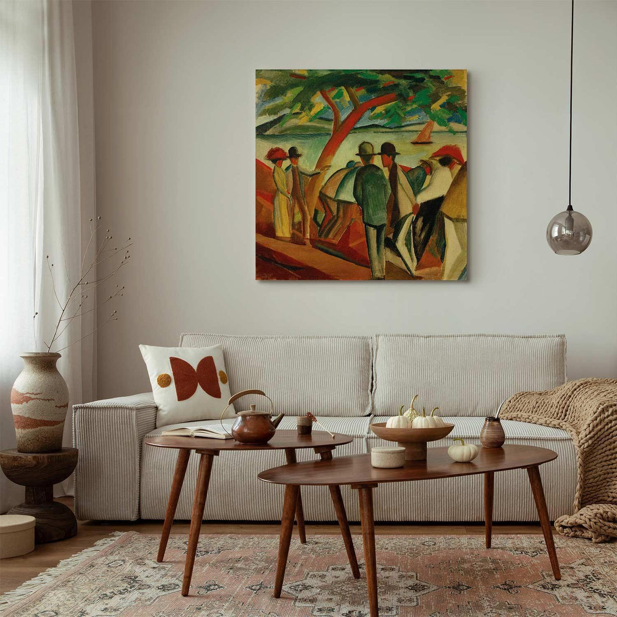 Leinwandbild - August Macke – Spaziergänger am See