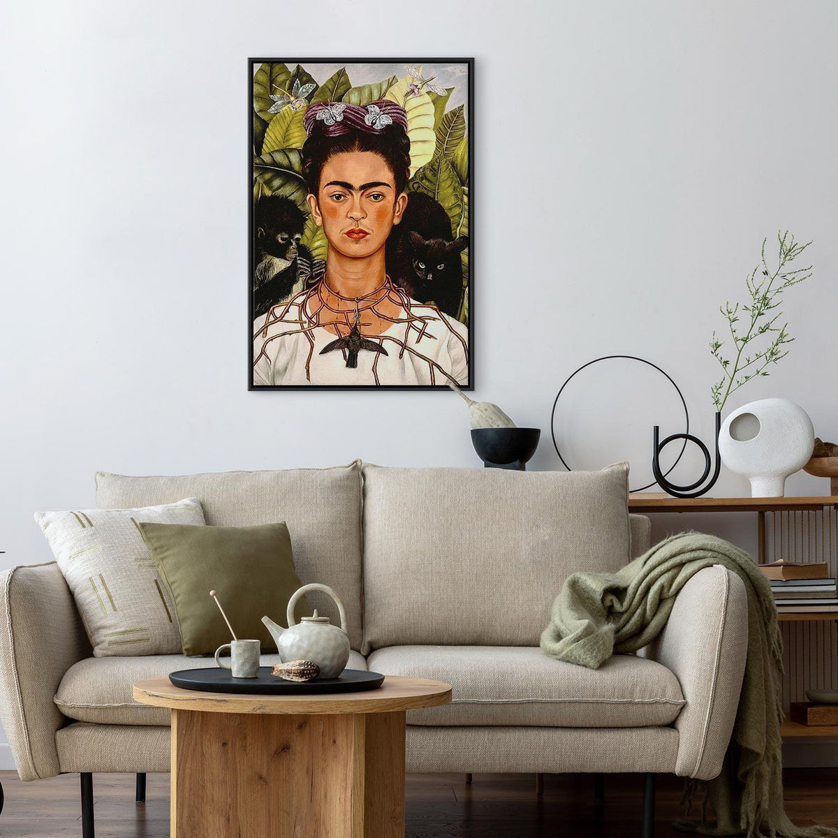 Leinwandbild - Frida Kahlo – Self-Portrait with Thorn Necklace and Hummingbird