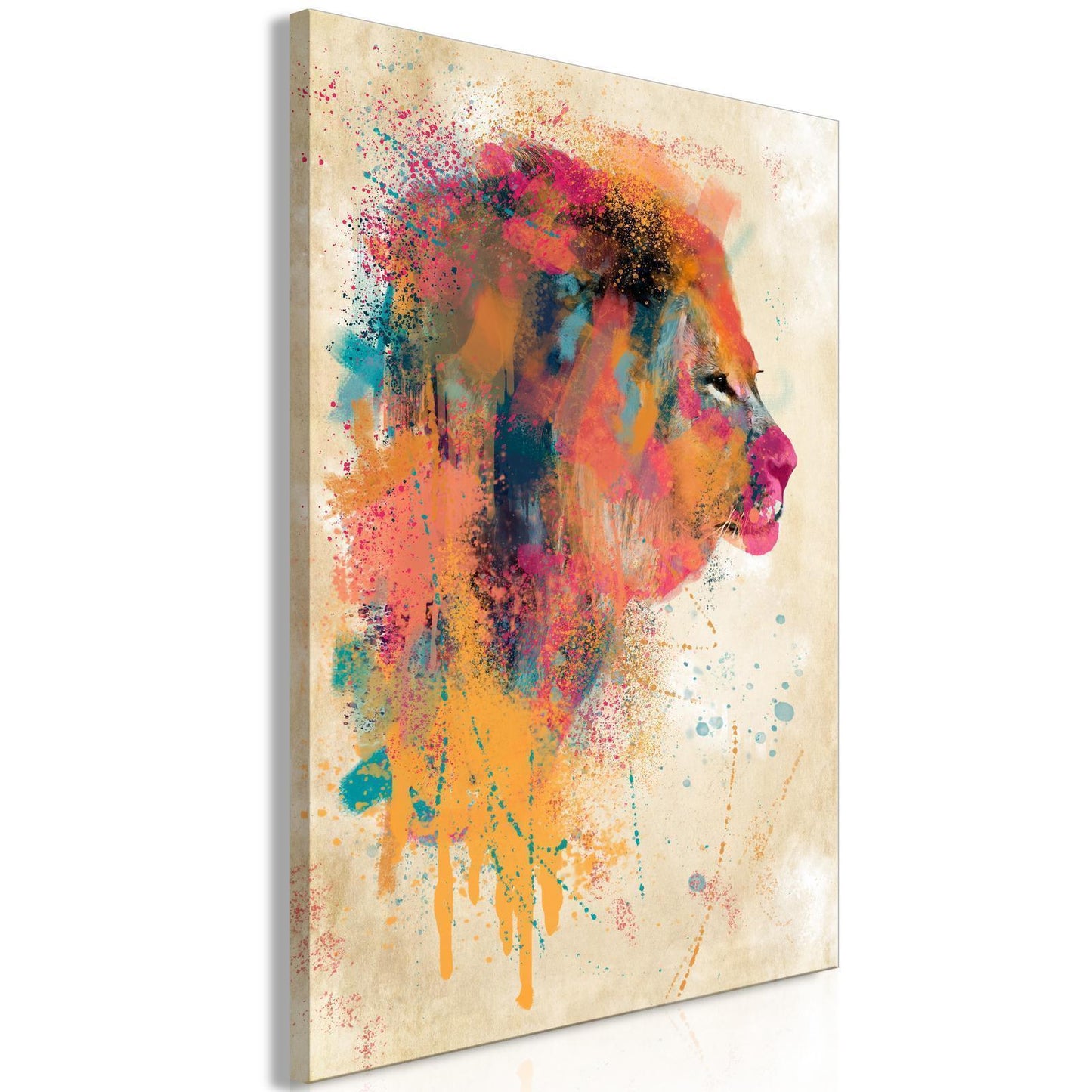 Leinwandbild - Watercolor Lion (1 Part) Vertical Artgeist