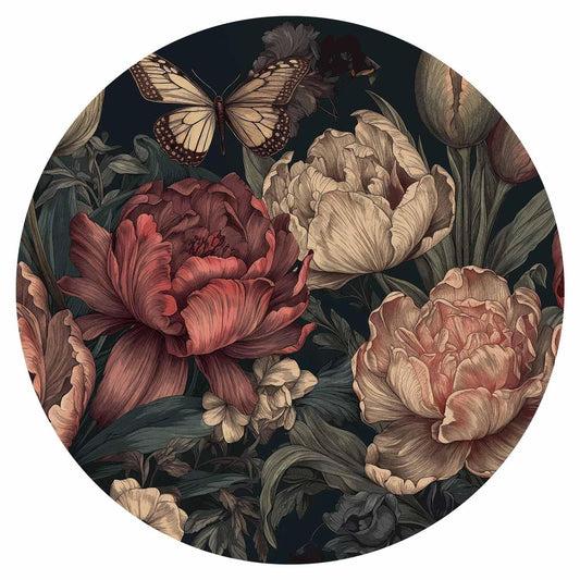 Runde Fototapete - Flowers on a turquoise background