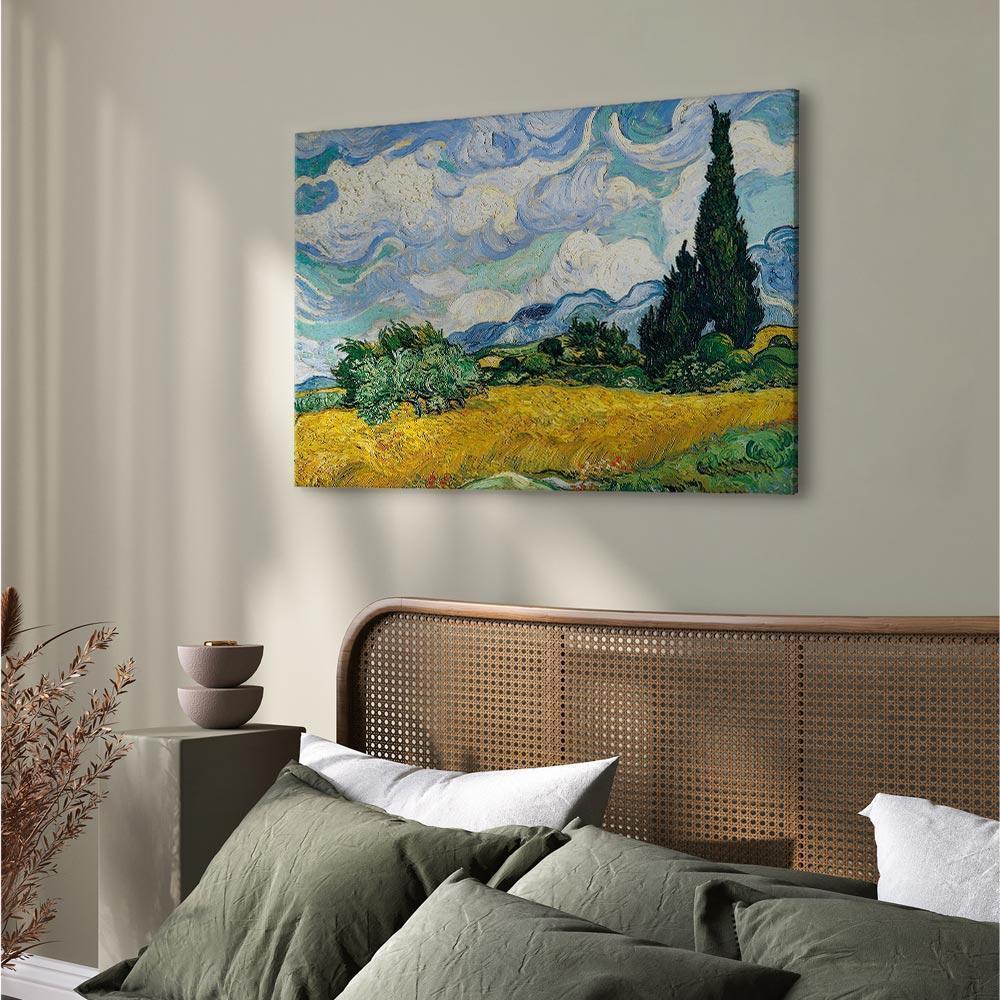 Leinwandbild - Vincent Van Gogh – Wheat Field with Cypresses