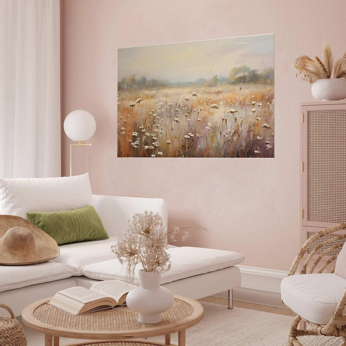Poster - Impressionist meadow – field landscape in a pastel colour palette