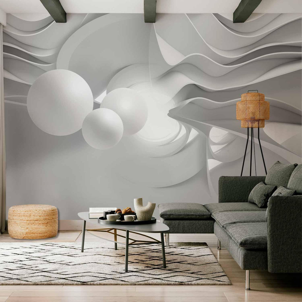 Fototapete 3D Tunnel Weiß – Moderne Perspektive mit Tiefeneffekt