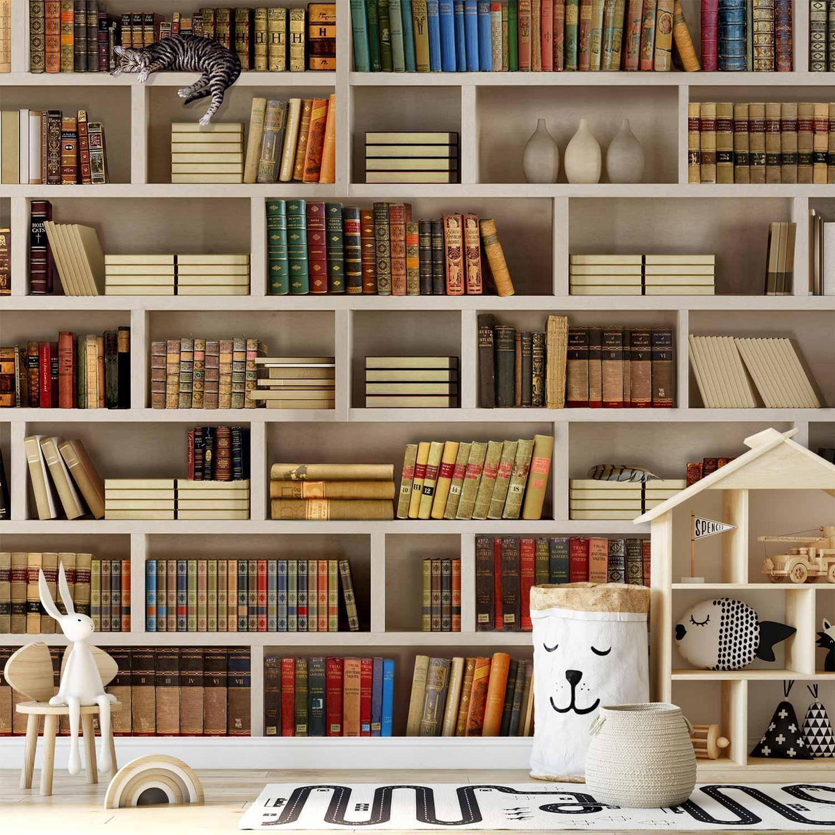 Fototapete Bücherregal – Vintage Bibliothek mit antiken Büchern