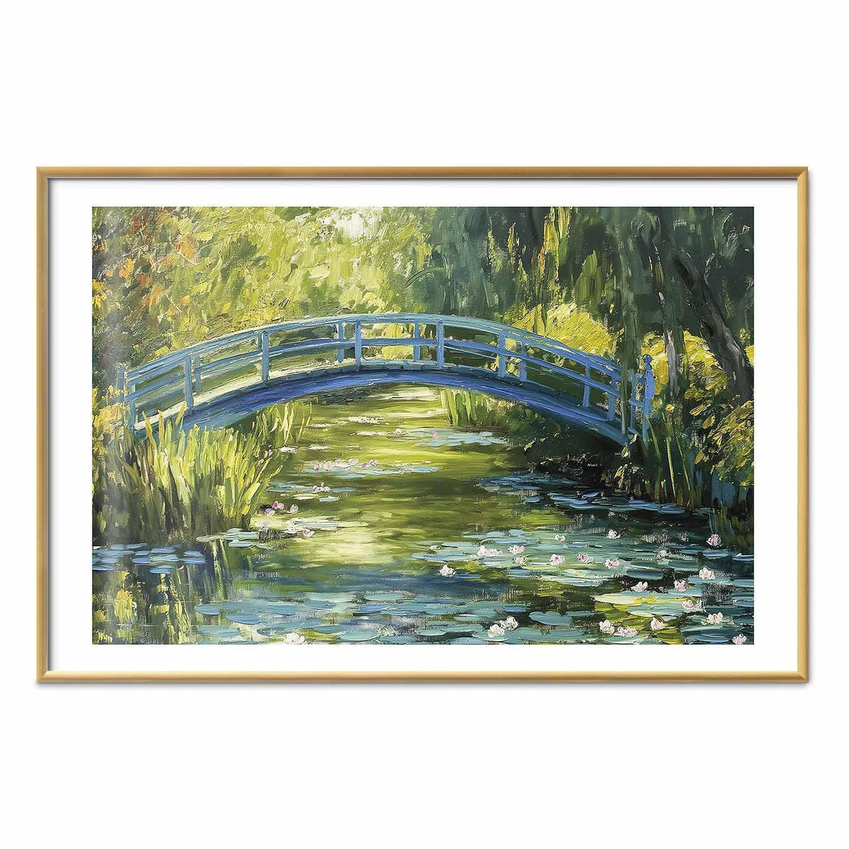 Poster - Impressionist bridge - painting of a bridge against a picturesque background