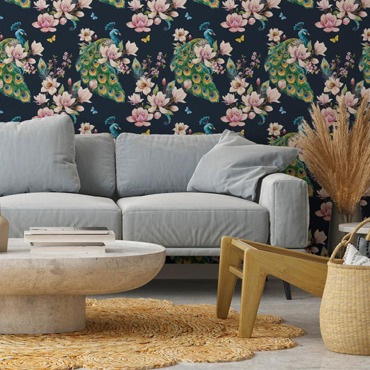 Tapete - Magnolien und Pfauen Artgeist