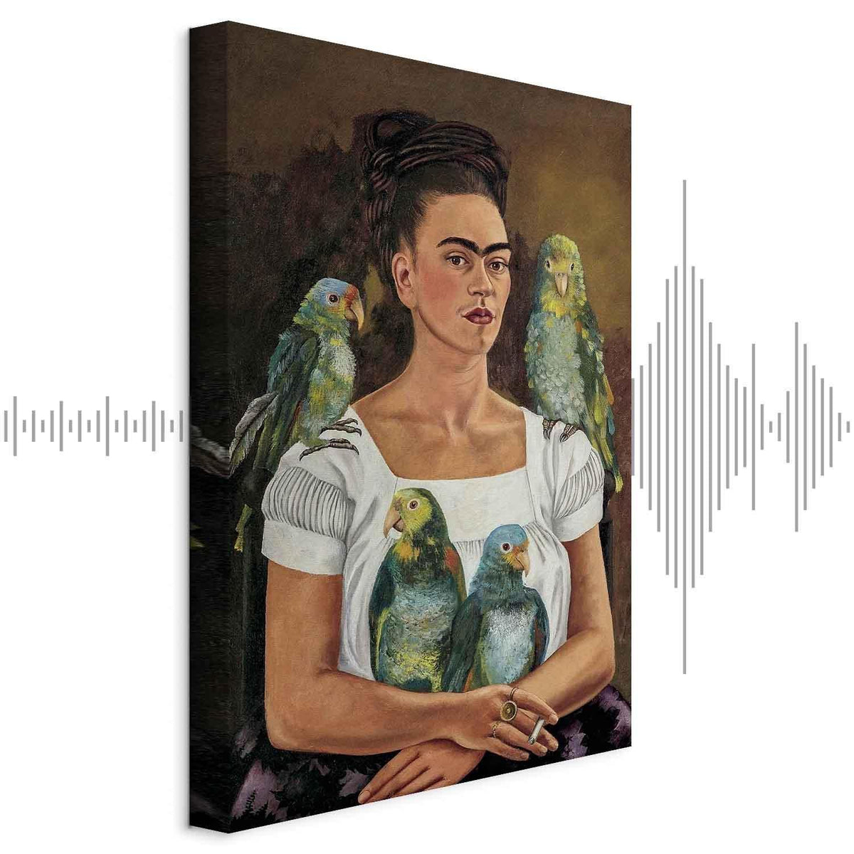 Leinwandbild - Frida Kahlo – Me and My Parrots