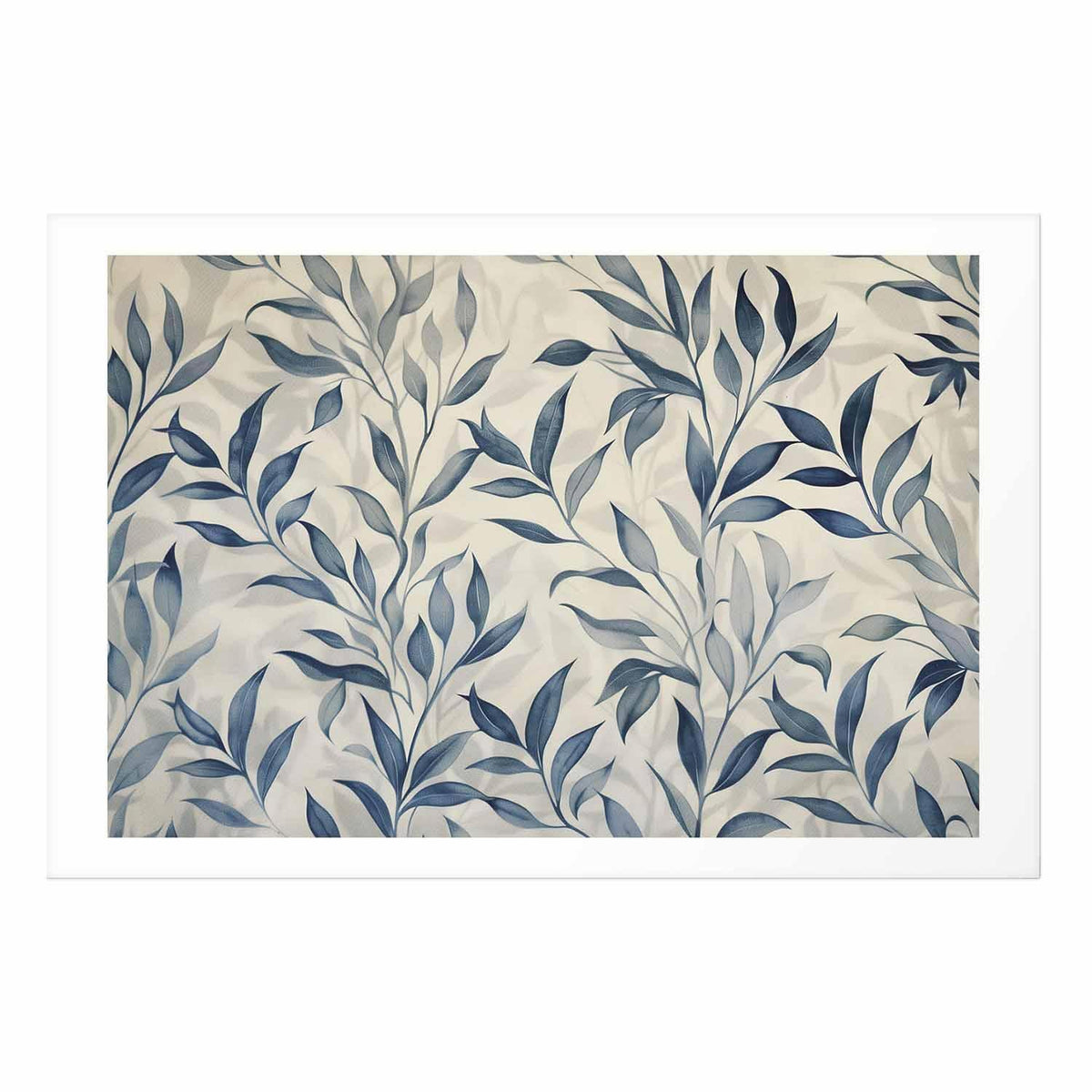Poster - Delicate Botanical Motif with Blue Leaves