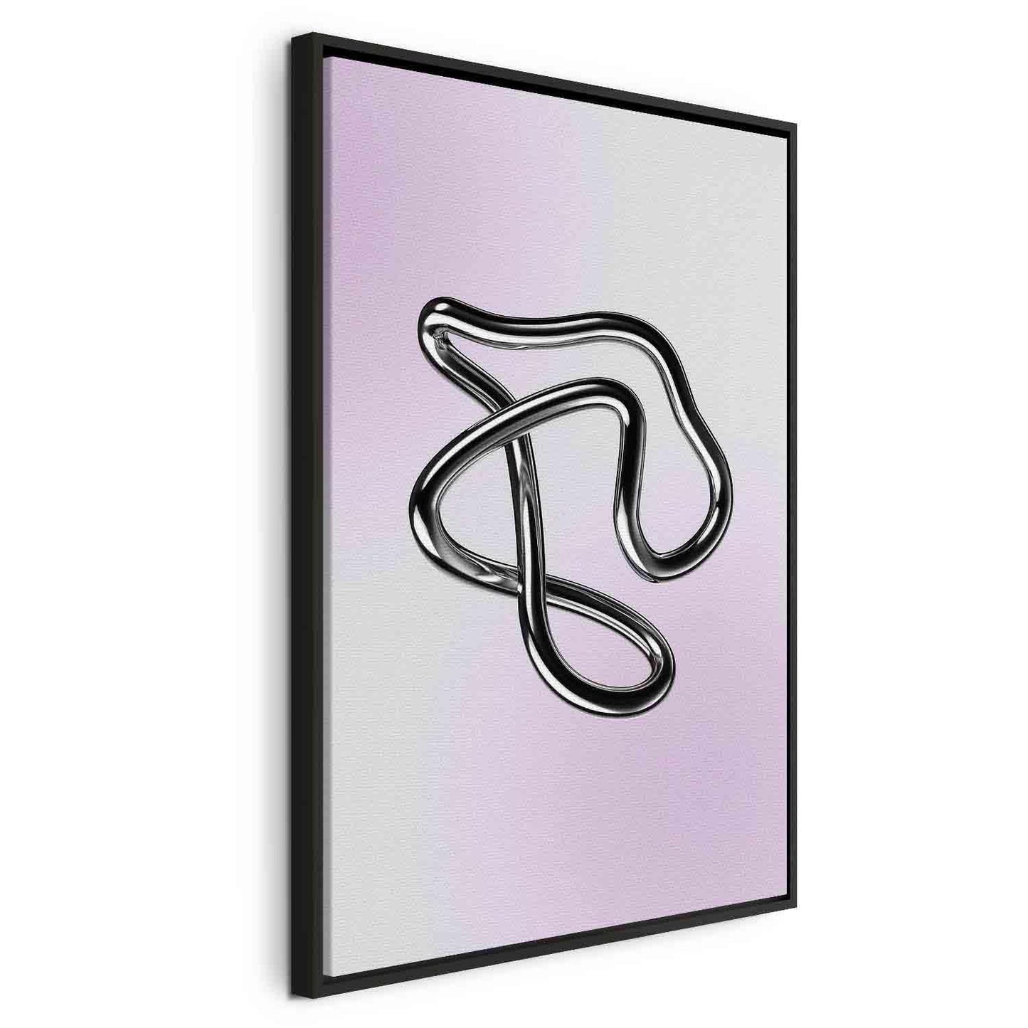 Leinwandbild - Silver Intricacies - Fluid Metallic Figure on a Gradient Background Artgeist